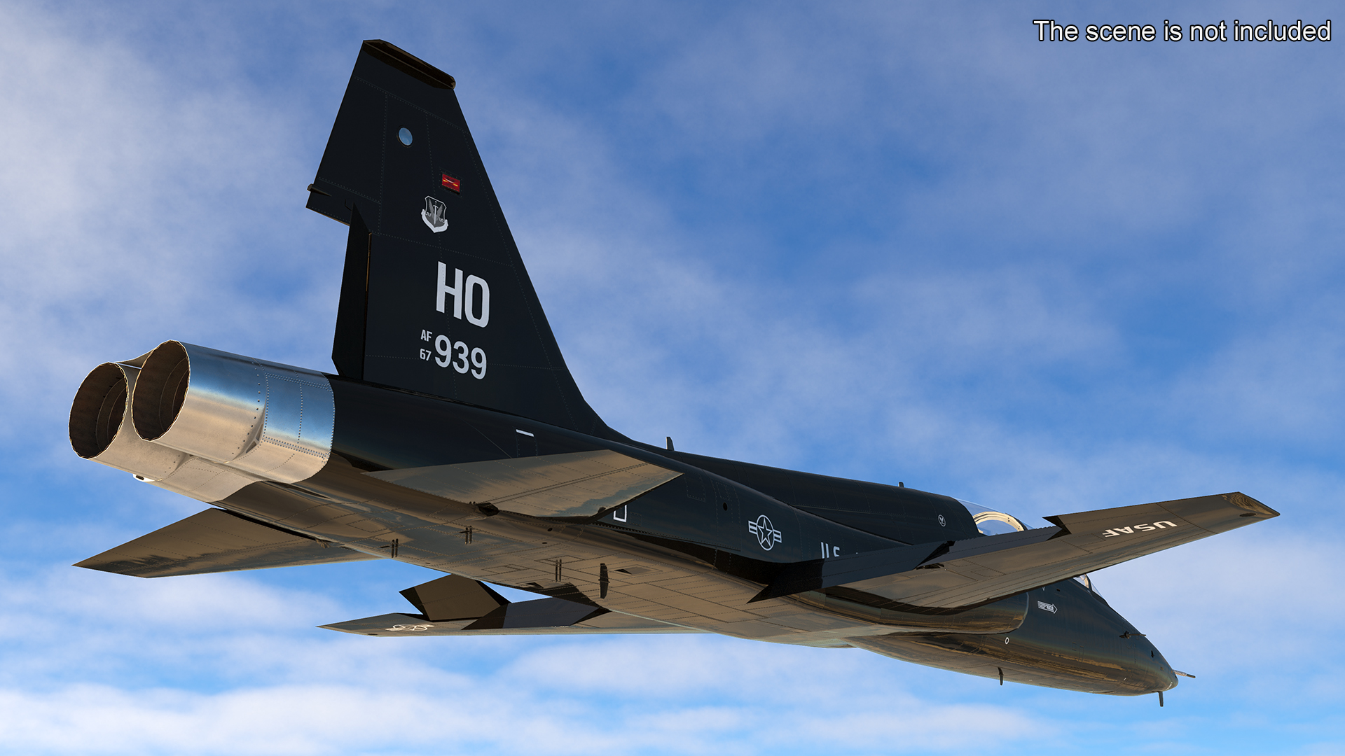 3D model T-38 Talon USAF Jet Trainer Black Rigged