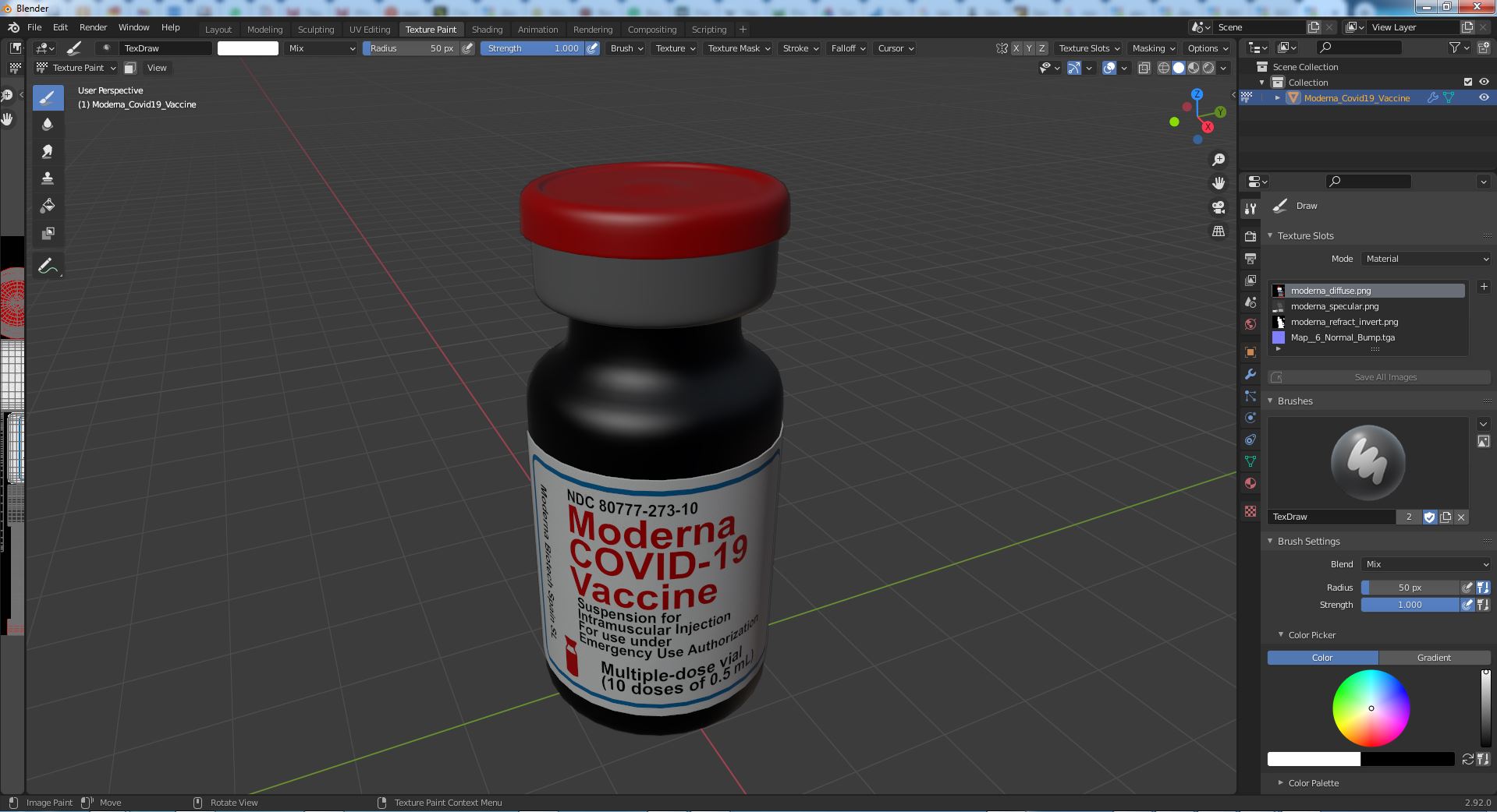 3D Moderna Covid19 Vaccine model