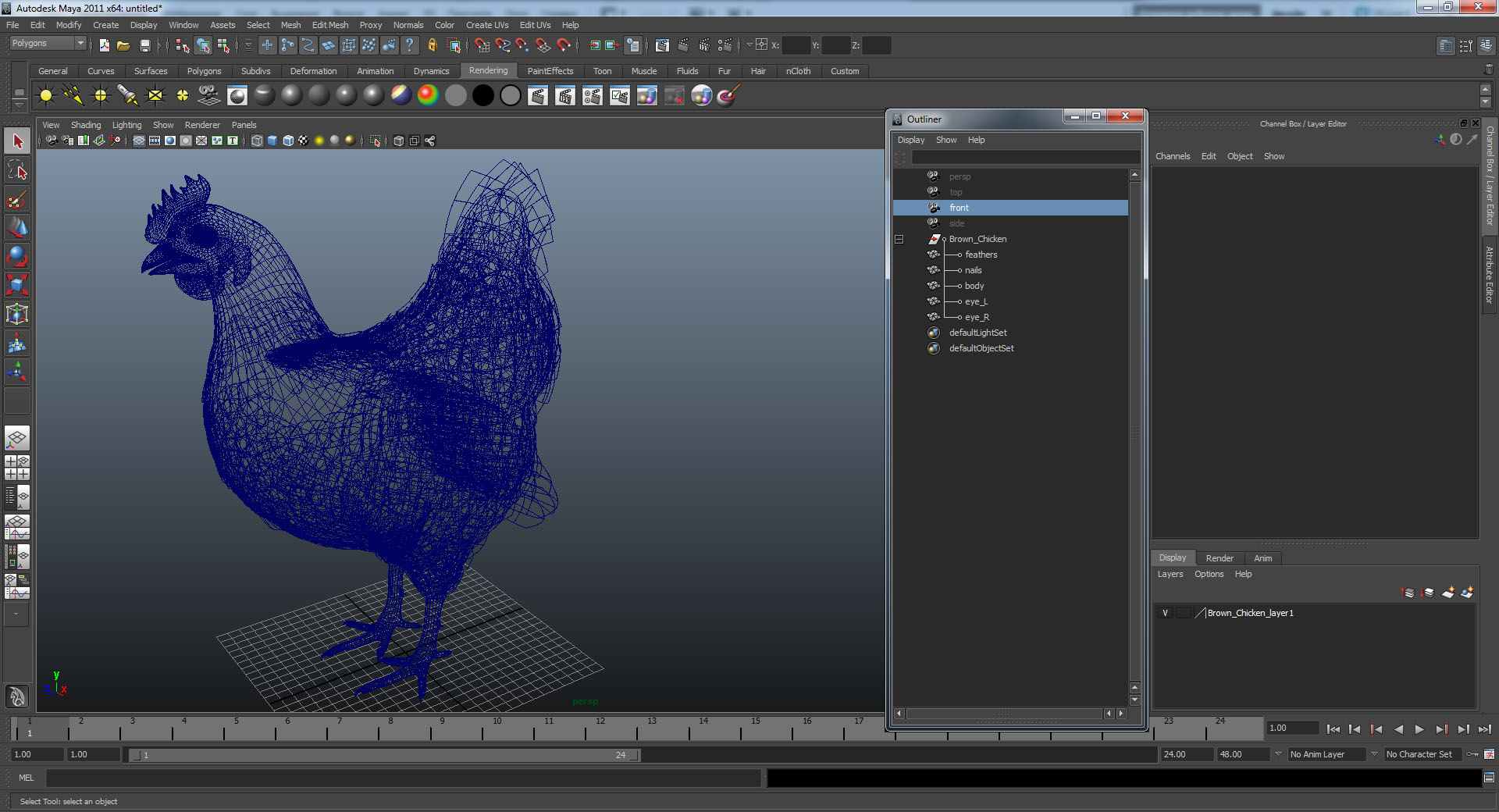 3D Brown Chicken model