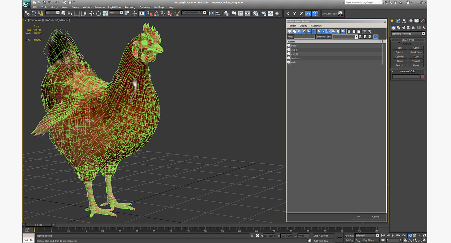 3D Brown Chicken model