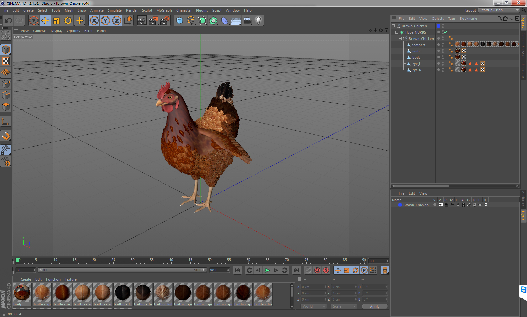 3D Brown Chicken model