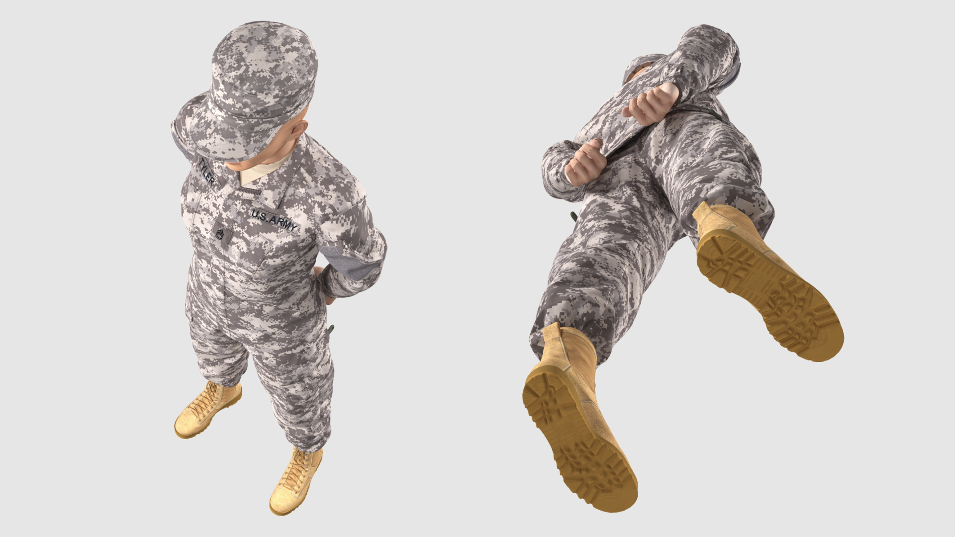 3D Female Soldier Military ACU Standing Pose