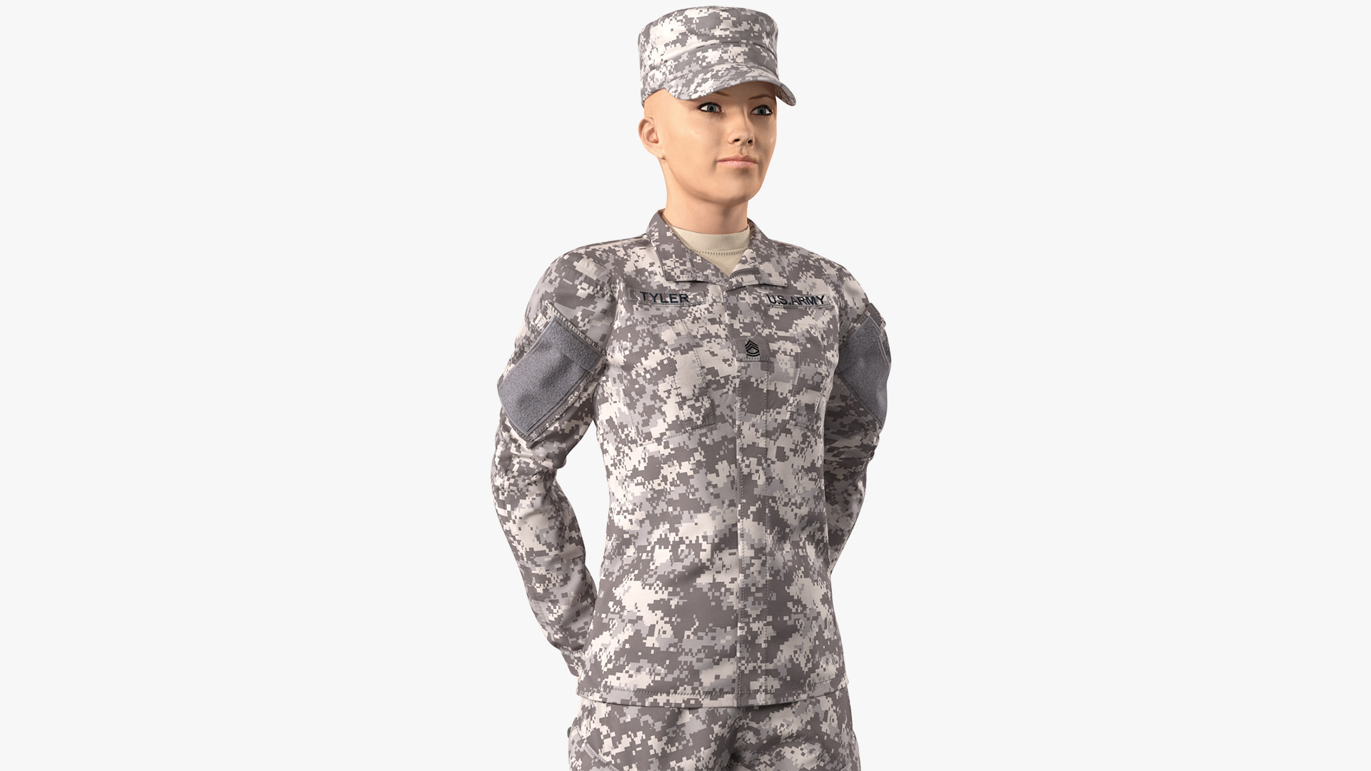 3D Female Soldier Military ACU Standing Pose