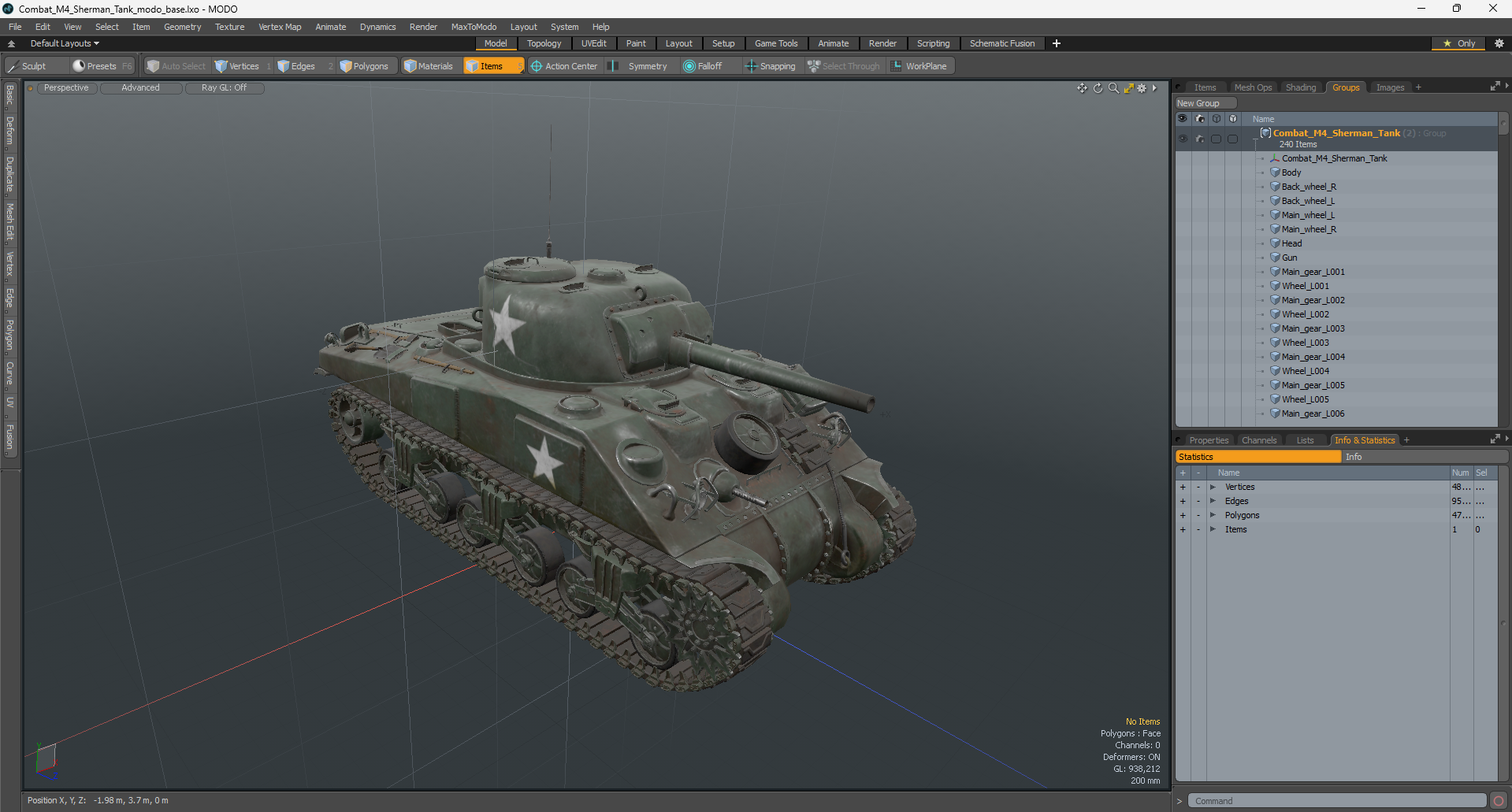 Combat M4 Sherman Tank 3D