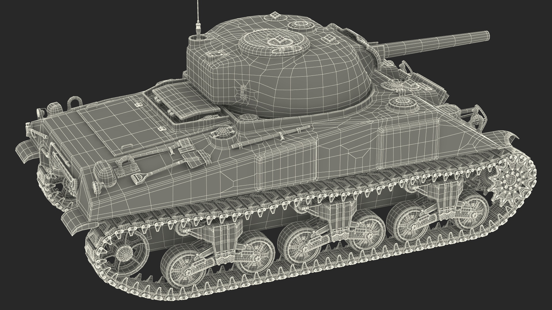 Combat M4 Sherman Tank 3D