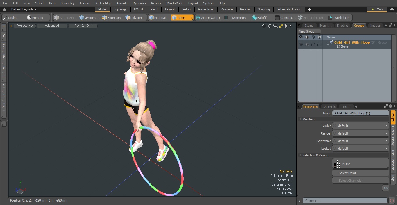 3D model Child Girl With Hoop