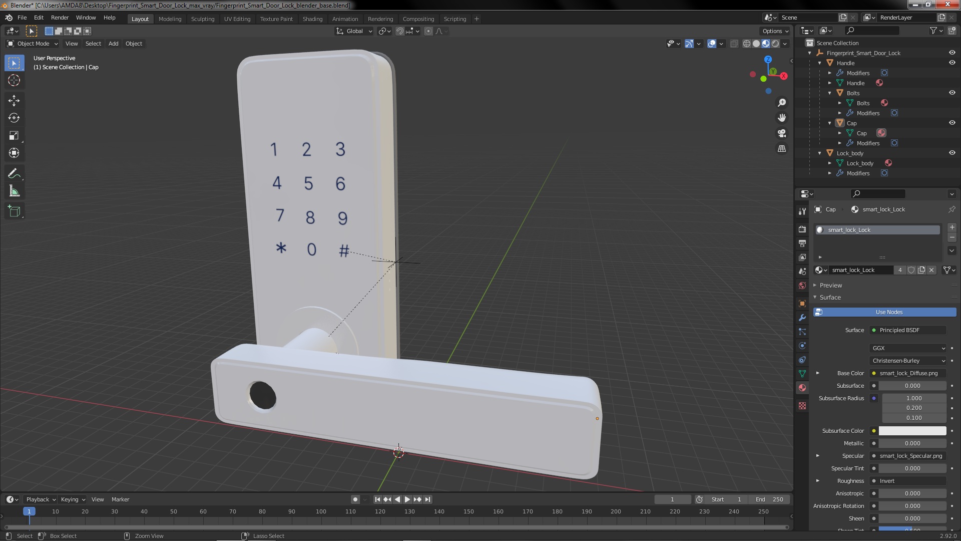 Fingerprint Smart Door Lock 3D