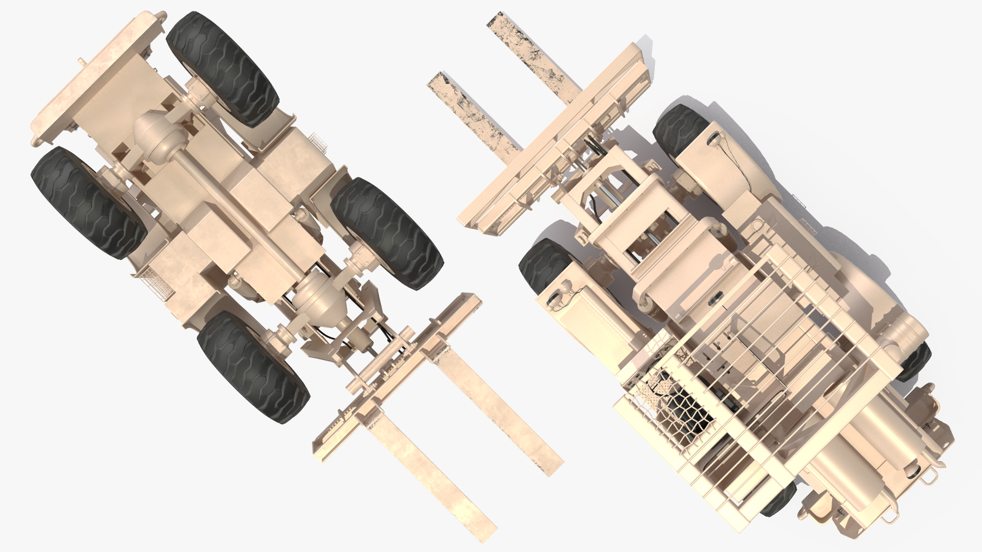 3D Pettibone Rough Terrain Military Forklift Sand Rigged model