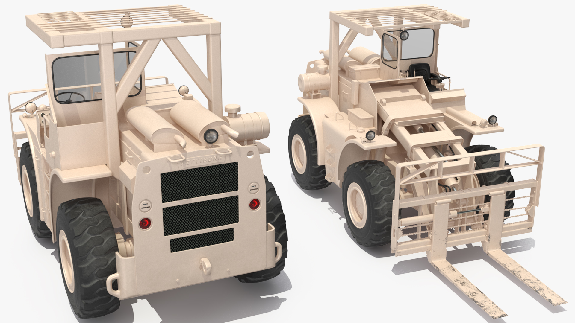 3D Pettibone Rough Terrain Military Forklift Sand Rigged model