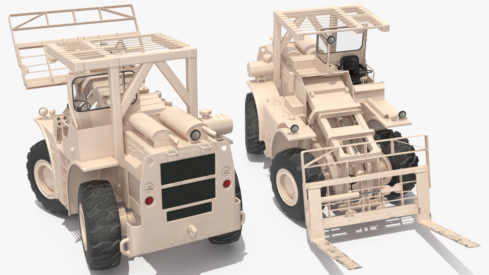 3D Pettibone Rough Terrain Military Forklift Sand Rigged model