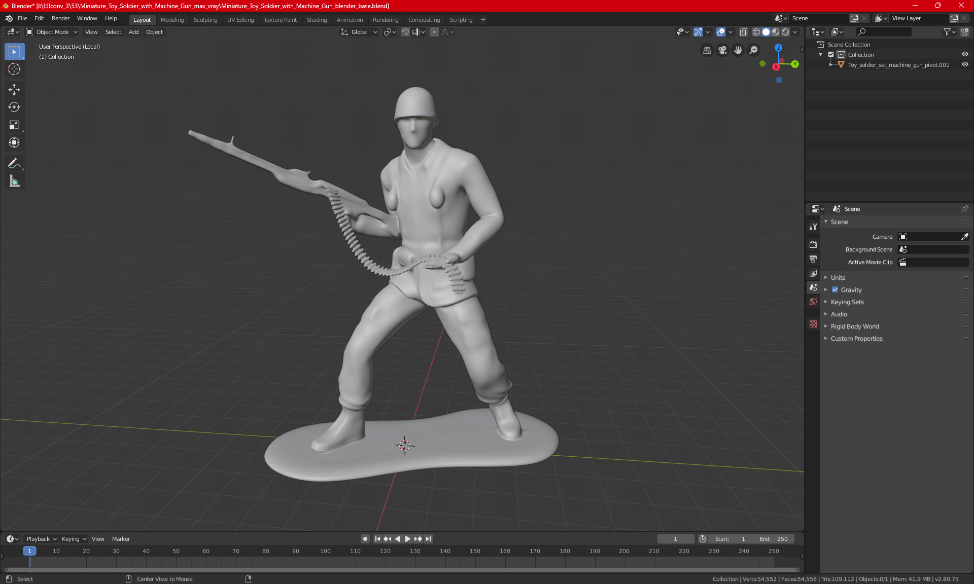 3D Miniature Toy Soldier with Machine Gun model