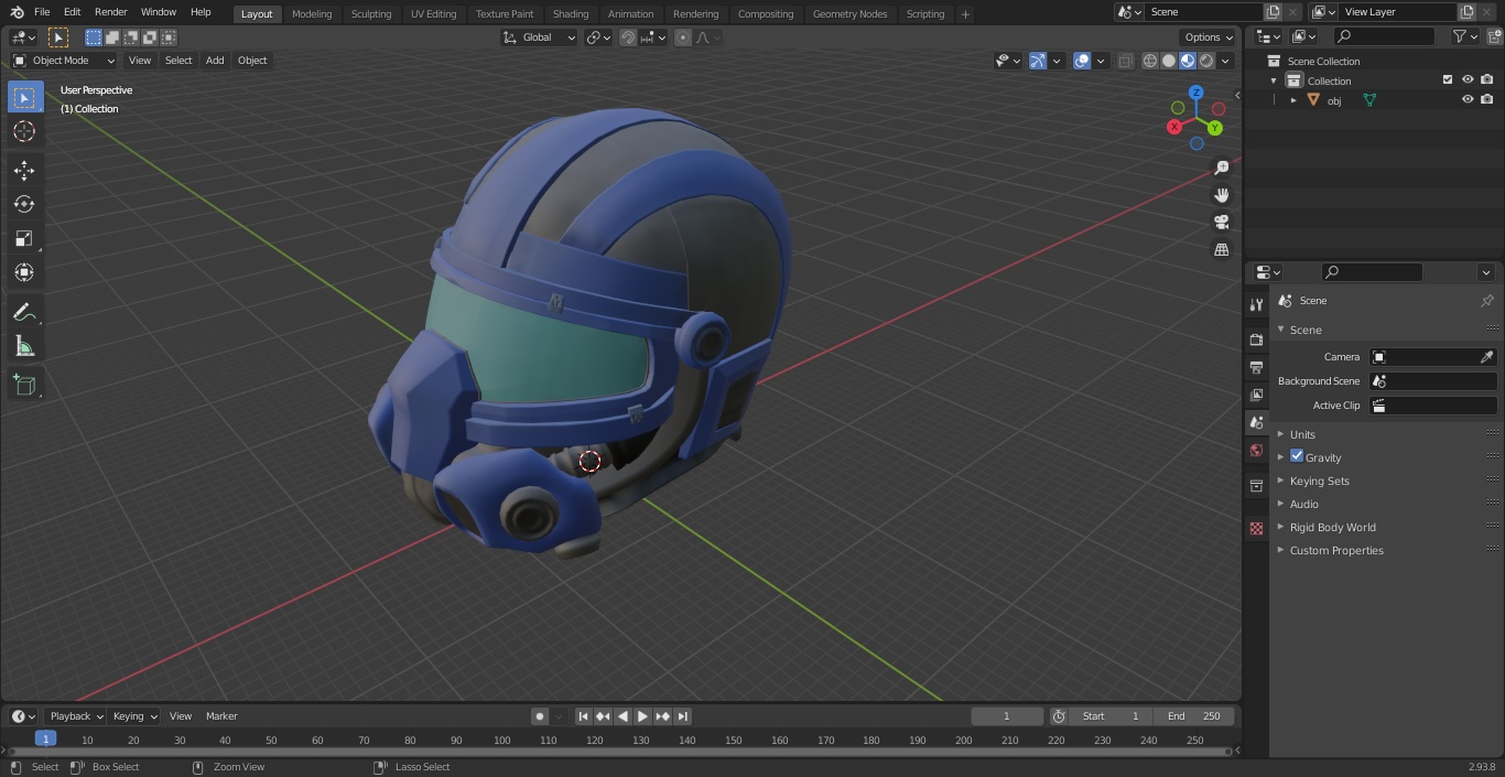 SciFi Helmet Blue 3D