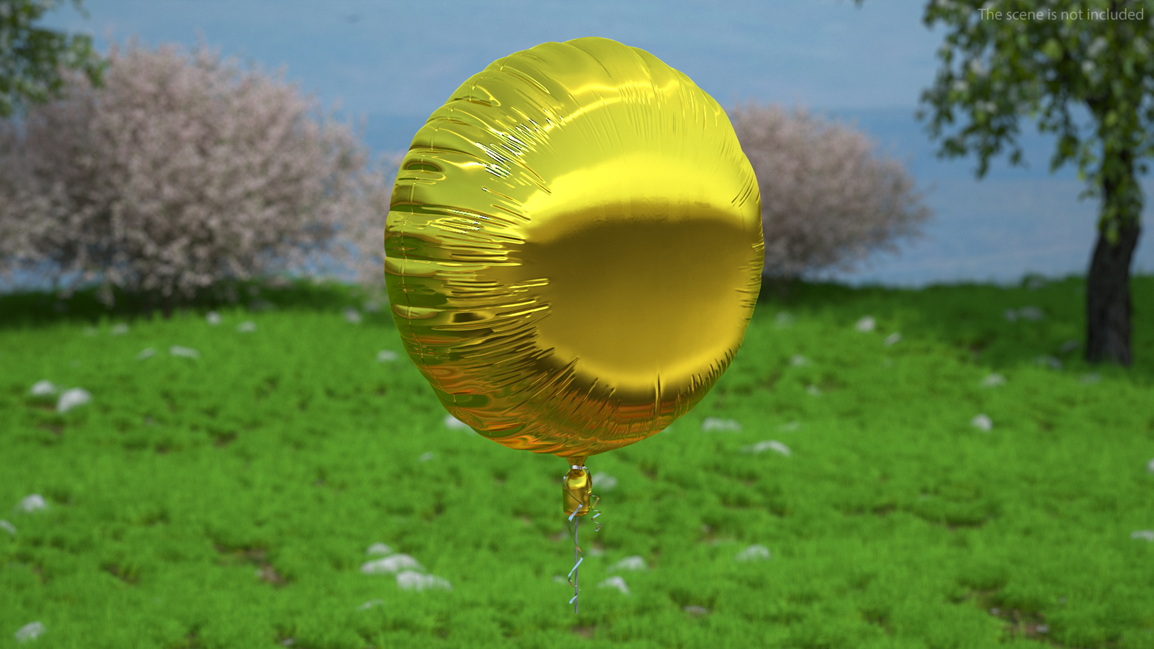 3D Round Foil Balloon Gold model