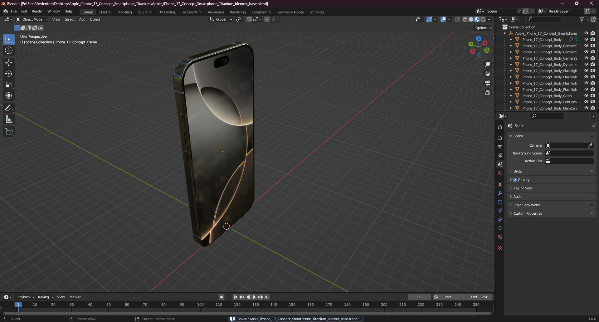 3D Apple iPhone 17 Concept Smartphone Titanium model