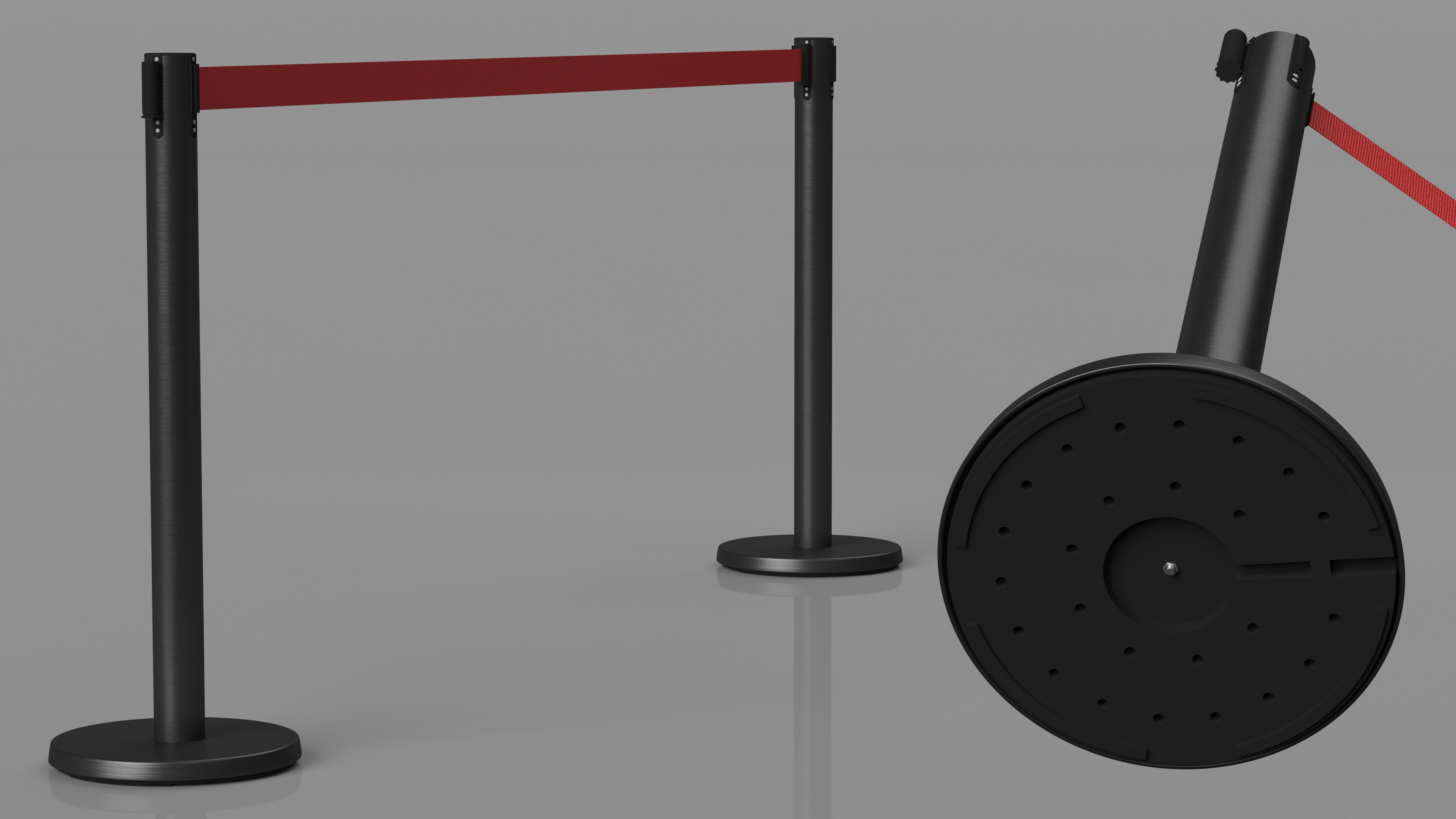 Black Flexibarrier Red Belt Stanchion 3D