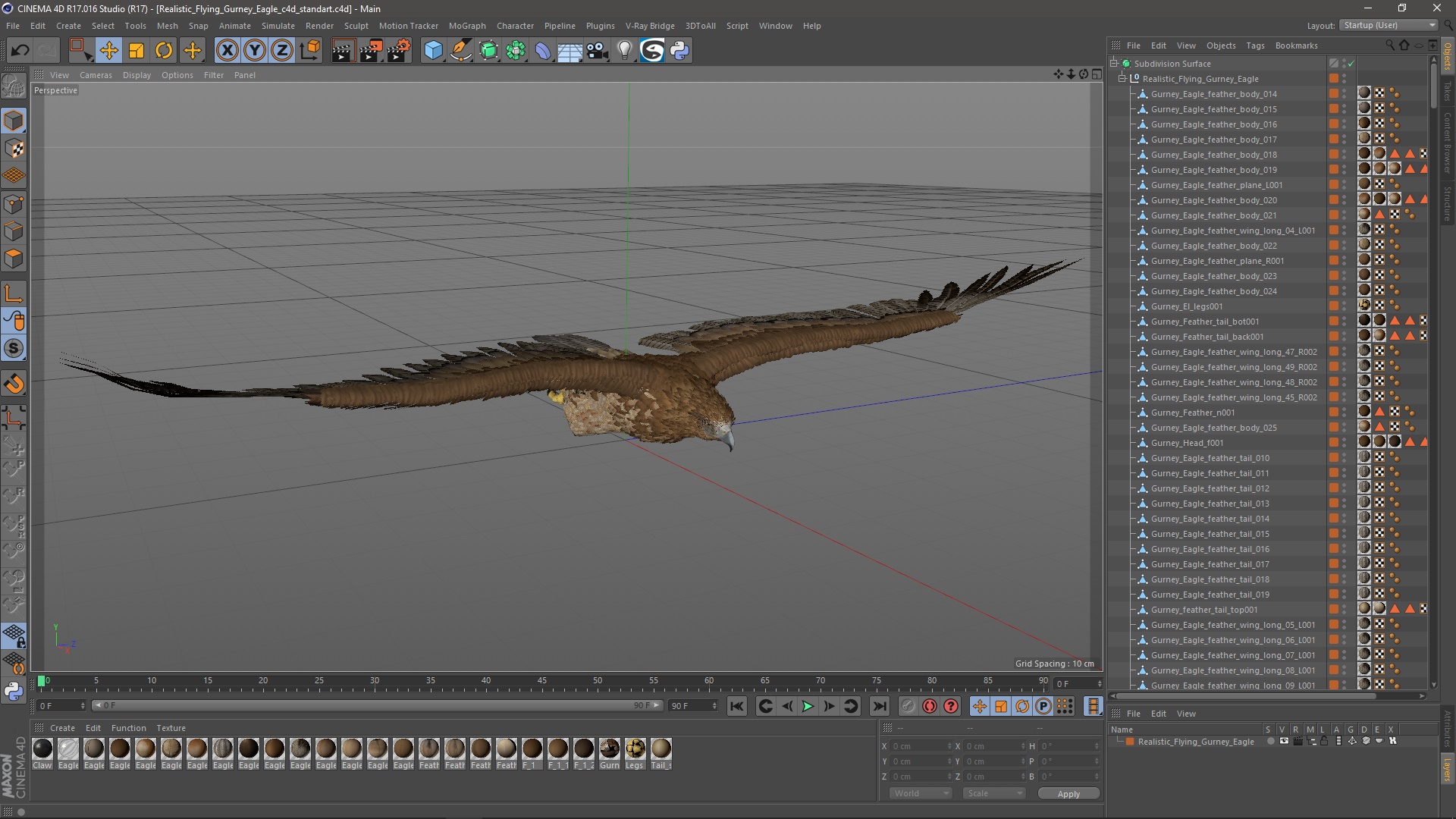 Realistic Flying Gurney Eagle 3D model