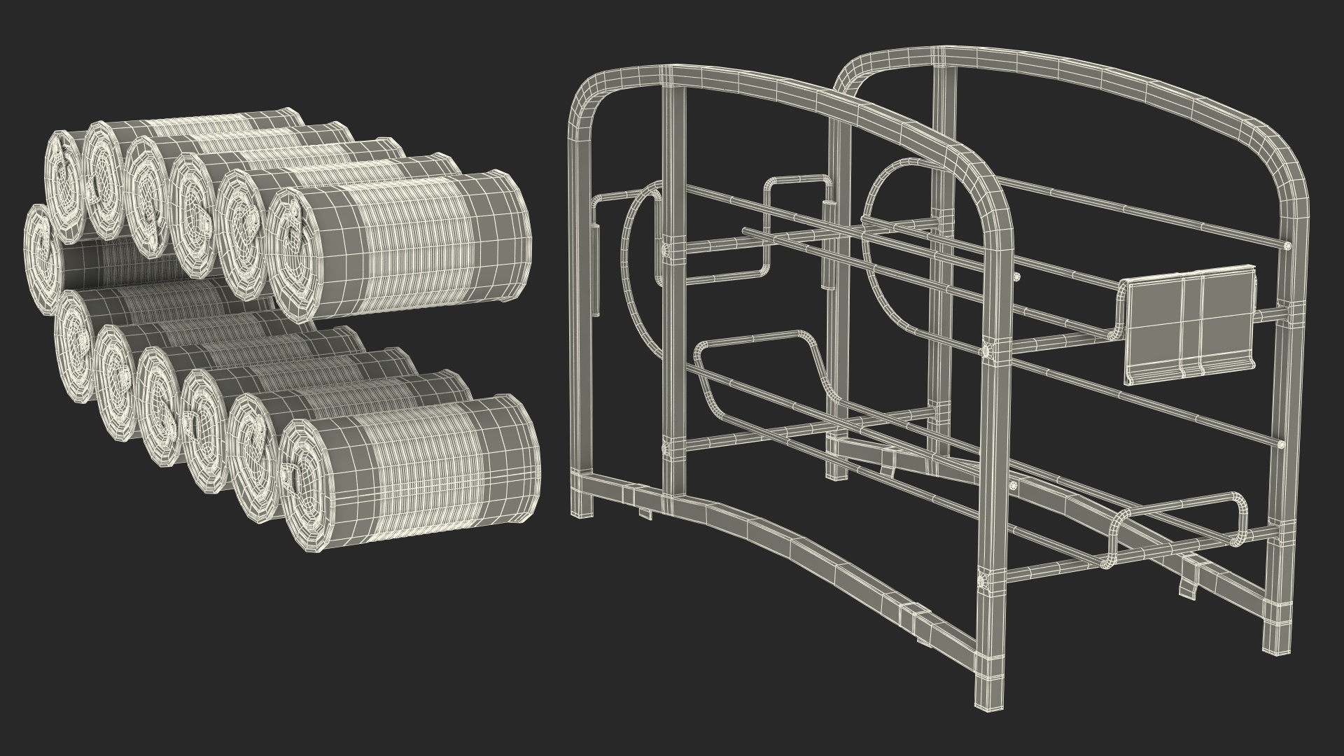 Tin Can Dispenser with Tin Cans and Price Label 3D