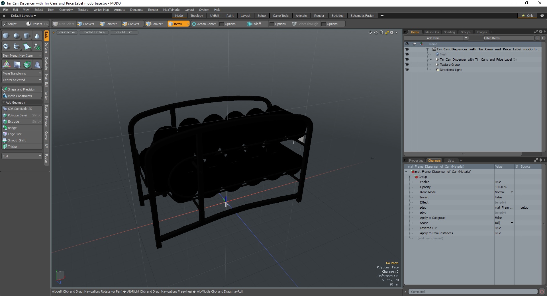 Tin Can Dispenser with Tin Cans and Price Label 3D