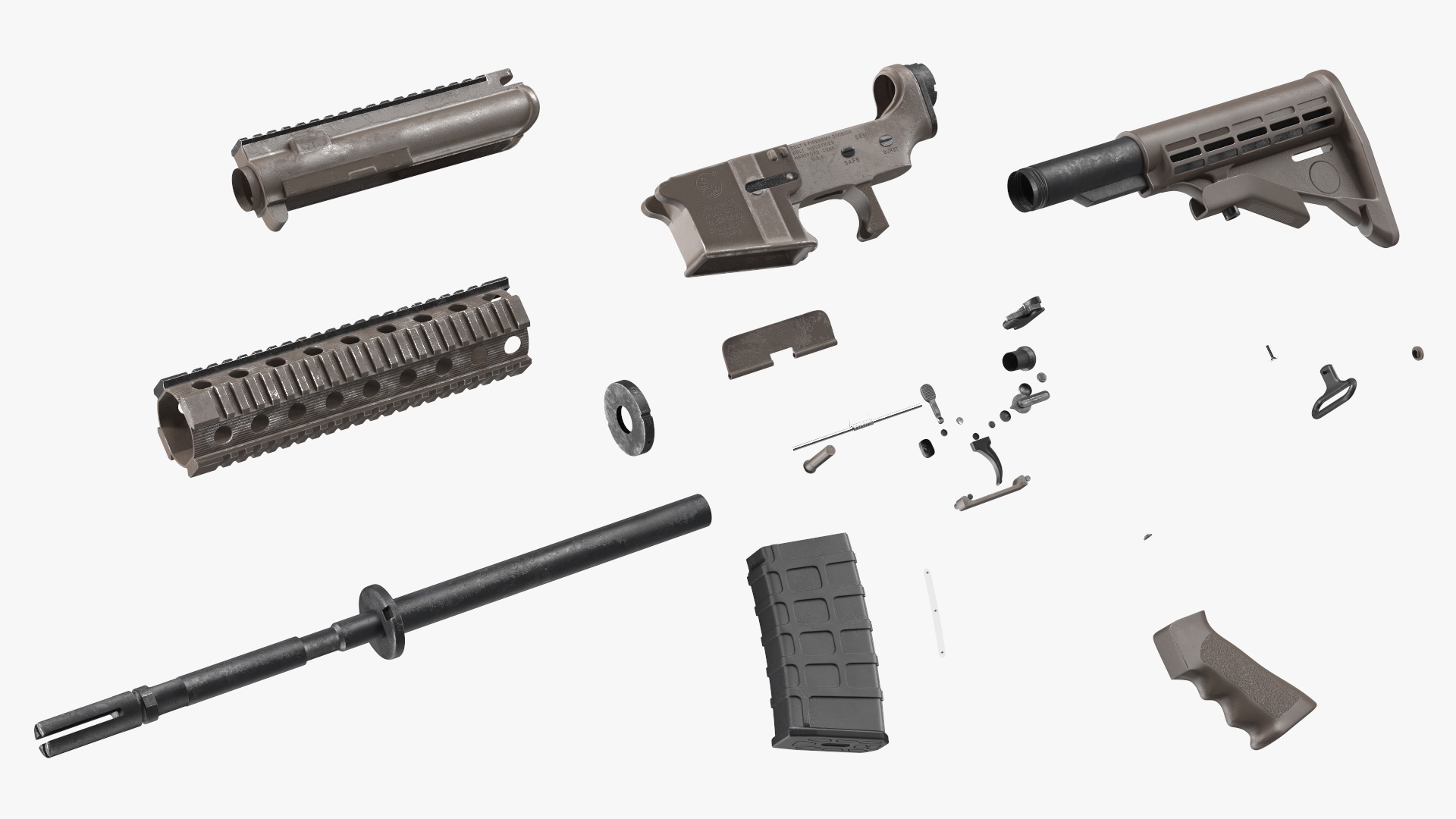 3D model AR-15 Automatic Rifle Desert Camoufleged