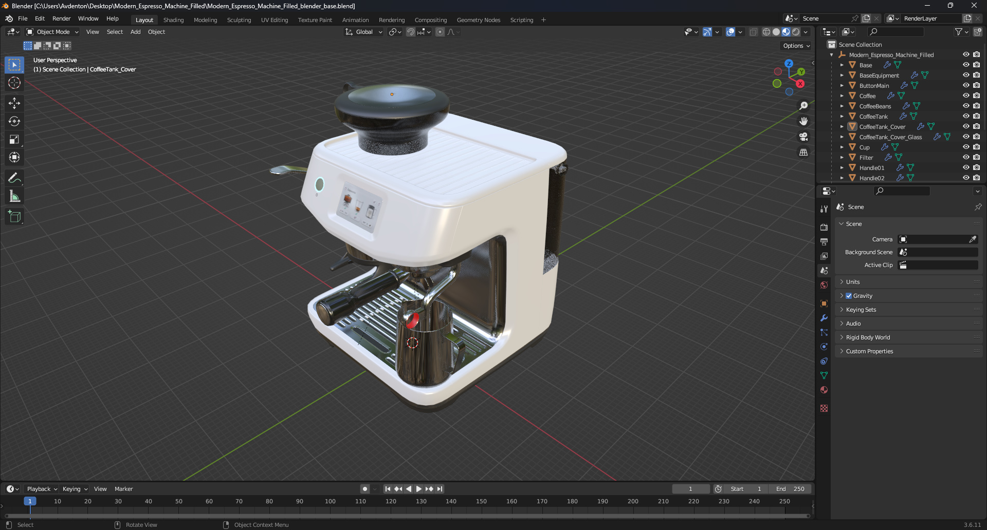 3D model Modern Espresso Machine Filled