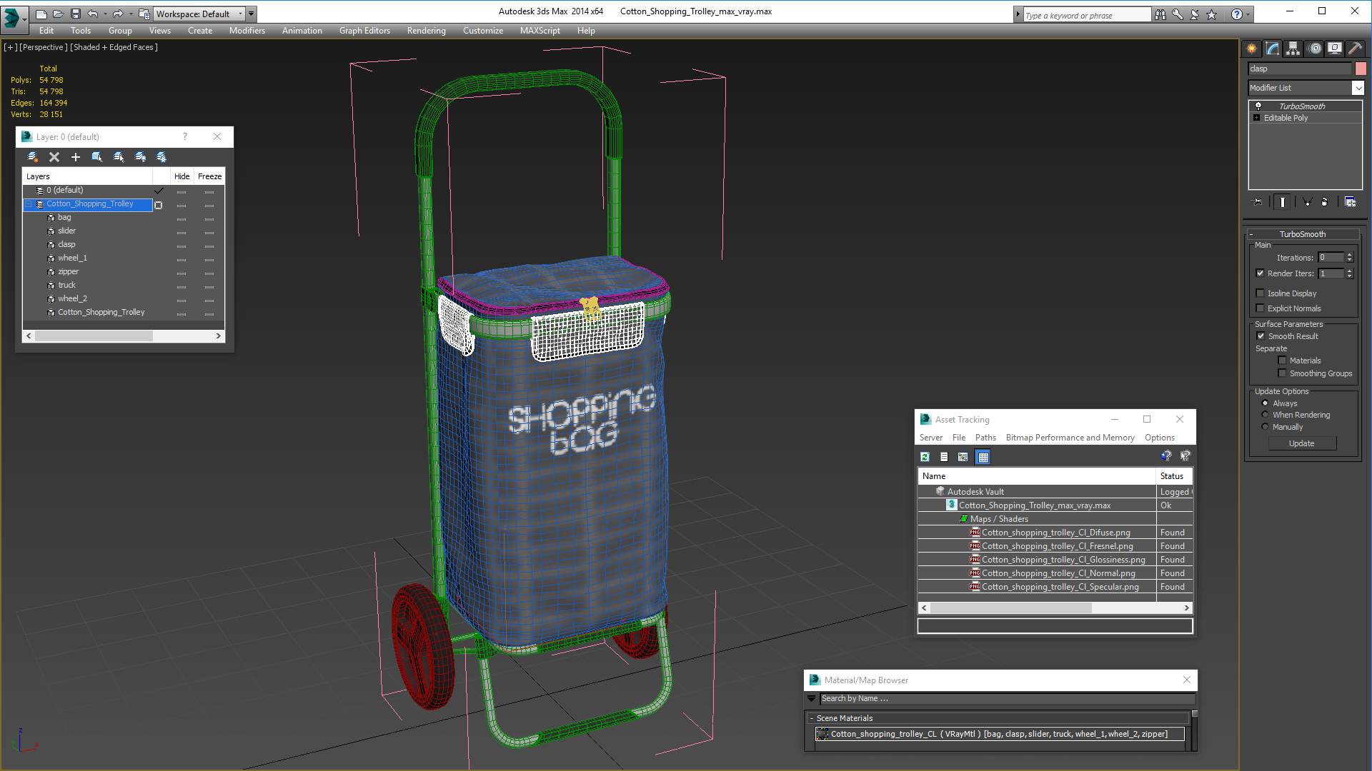 3D Cotton Shopping Trolley model