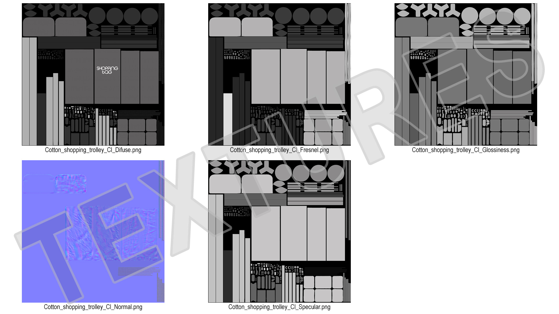 3D Cotton Shopping Trolley model