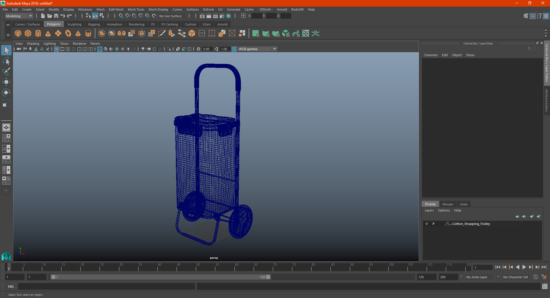 3D Cotton Shopping Trolley model