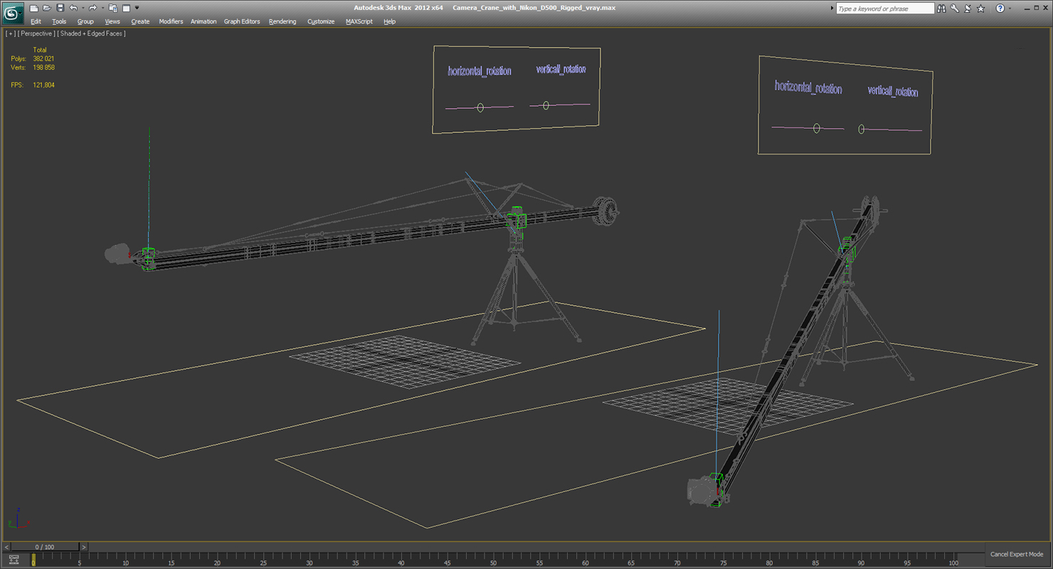 3D model Camera Crane with Nikon D500 Rigged