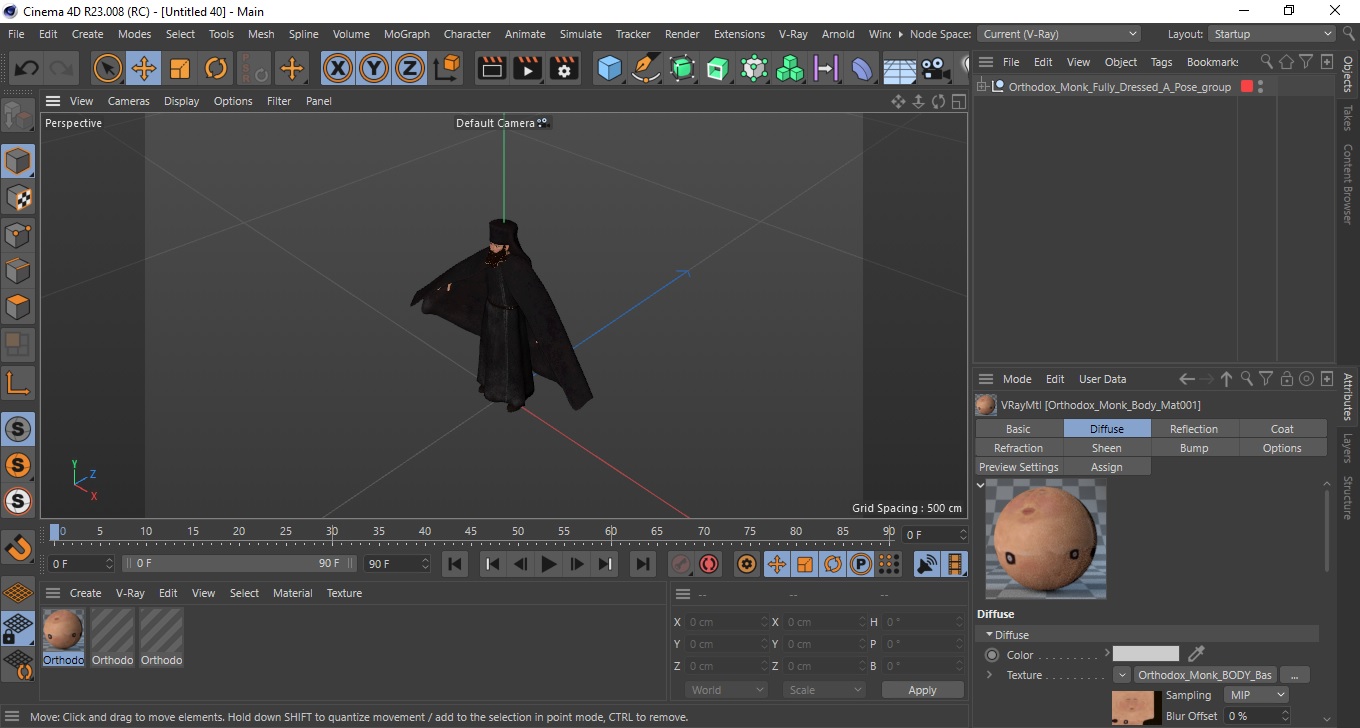 Orthodox Monk Fully Dressed A-Pose 3D model