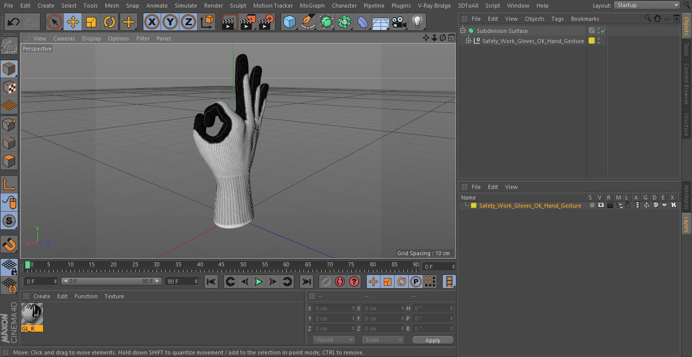 Safety Work Gloves OK Hand Gesture 3D model
