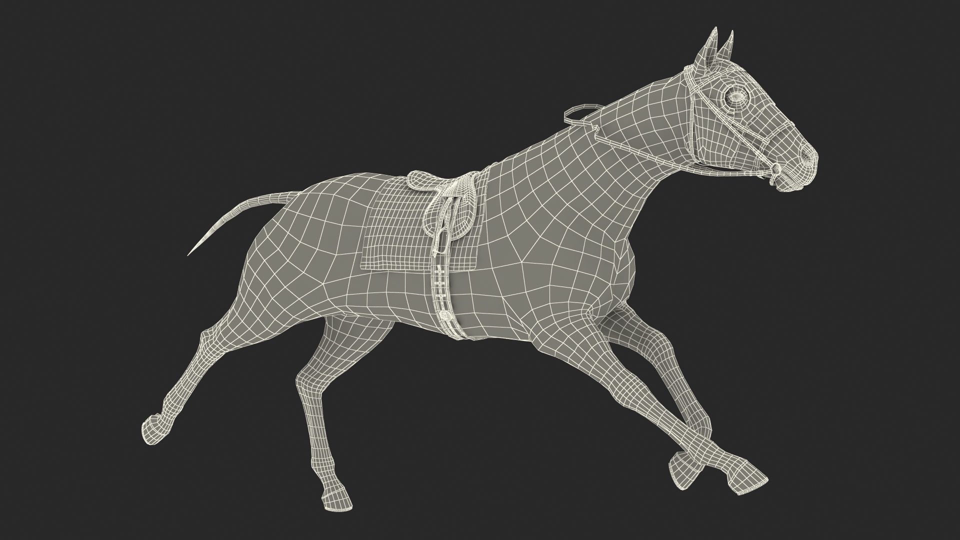 Running Racing Horse Fur 3D model