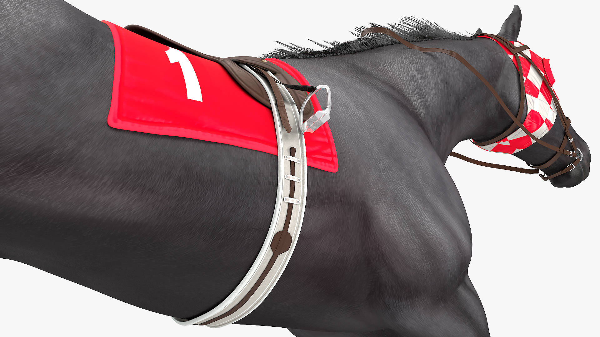 Running Racing Horse Fur 3D model