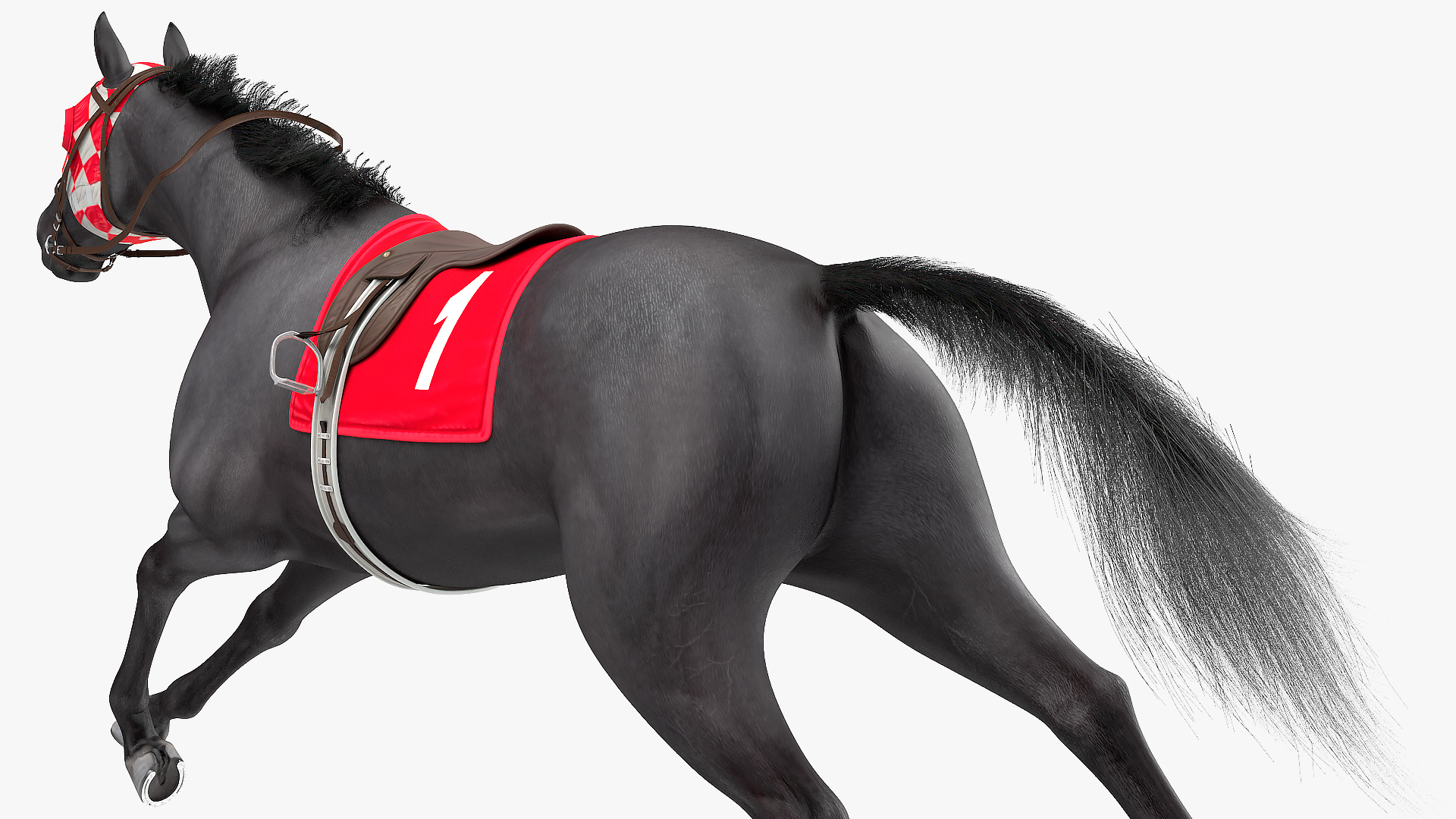 Running Racing Horse Fur 3D model