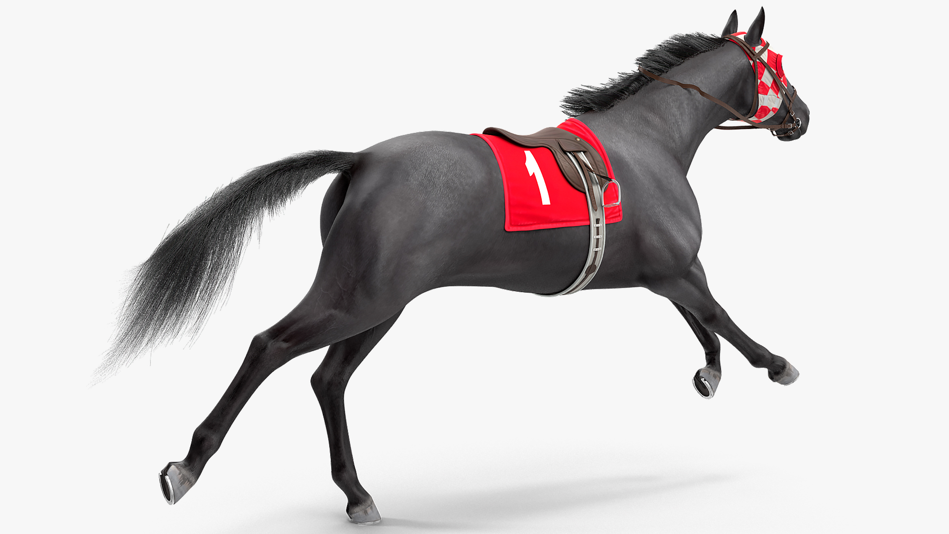 Running Racing Horse Fur 3D model