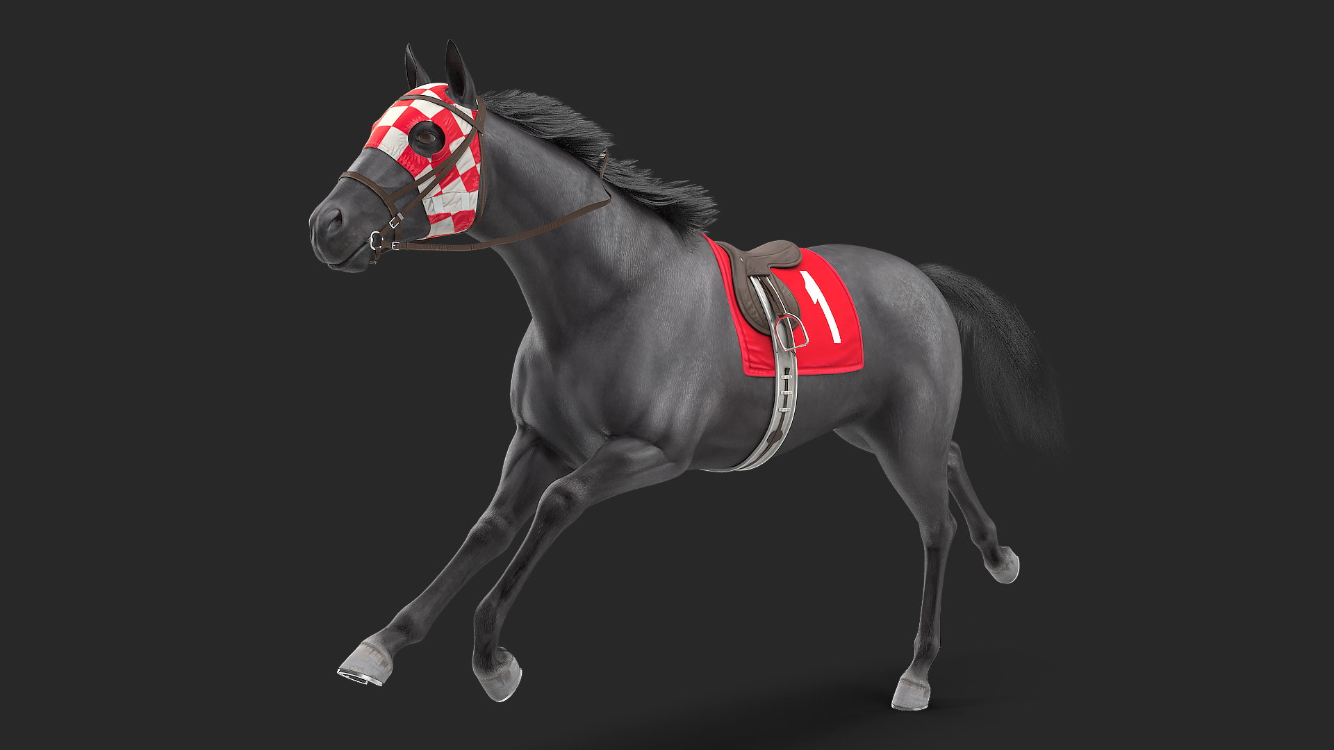 Running Racing Horse Fur 3D model