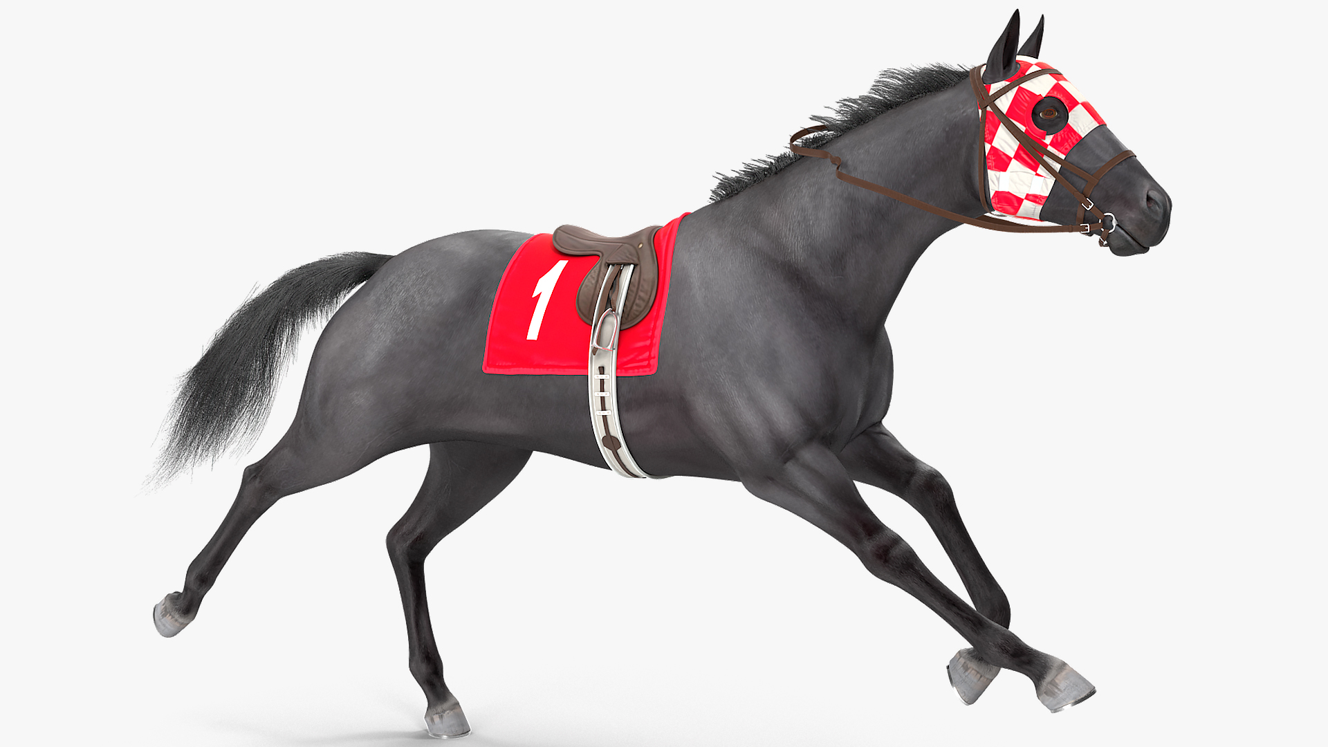 Running Racing Horse Fur 3D model