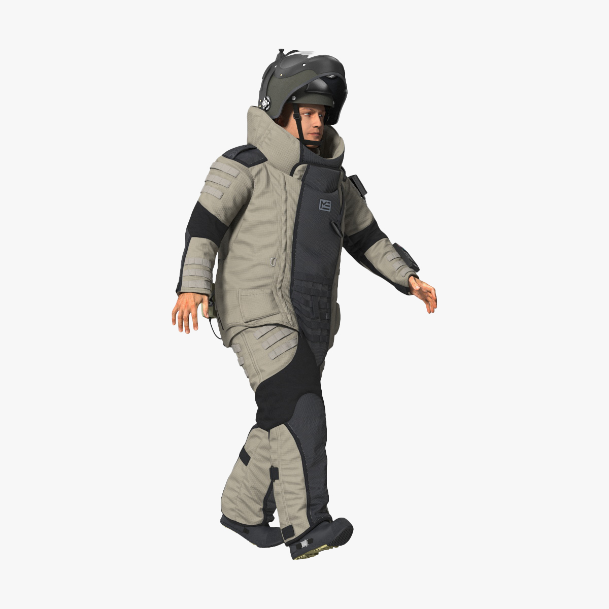 EOD 10 Bomb Suit Gray Rigged for Maya 3D