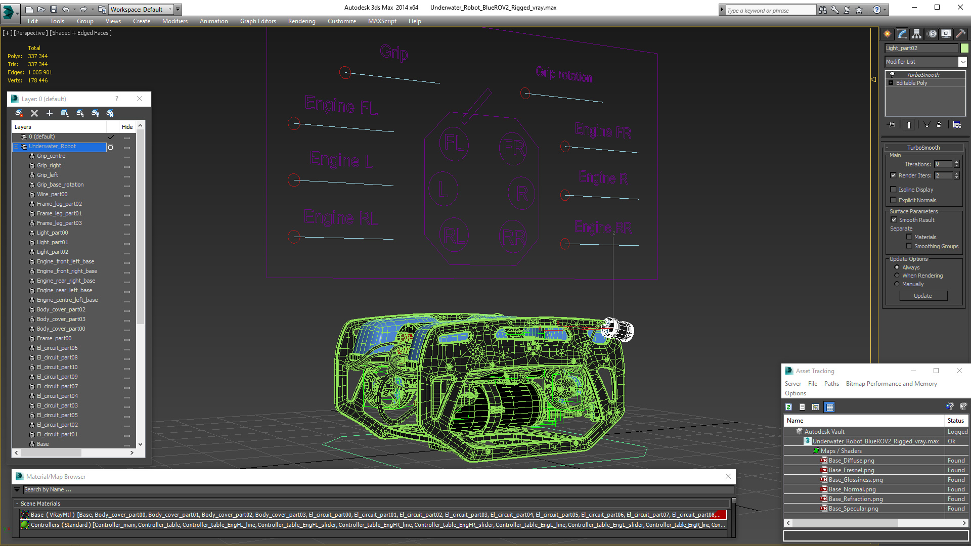 Underwater Robot BlueROV2 Rigged 3D