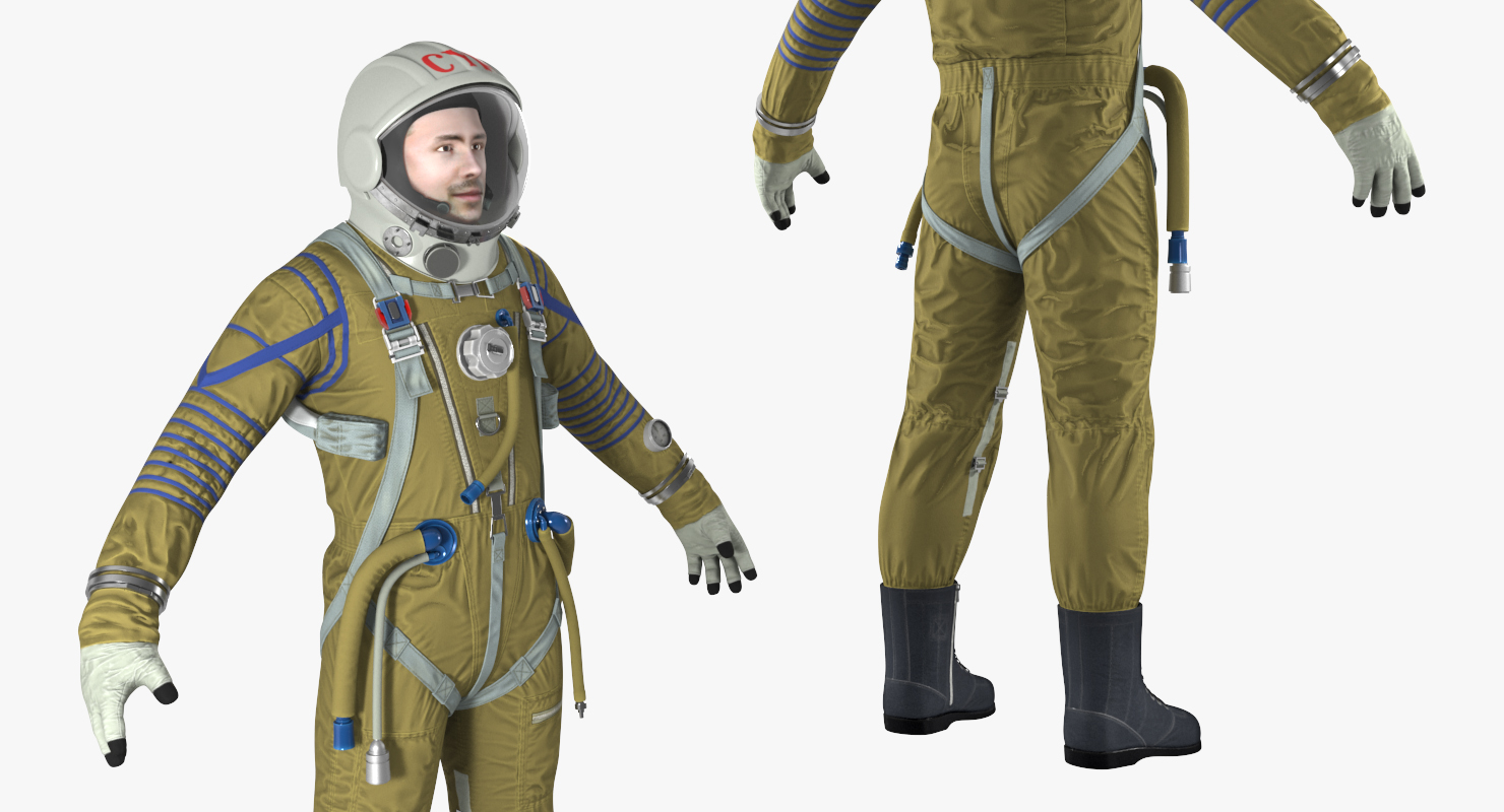 Astronaut Wearing Space Suit Strizh with SK 1 Helmet 3D