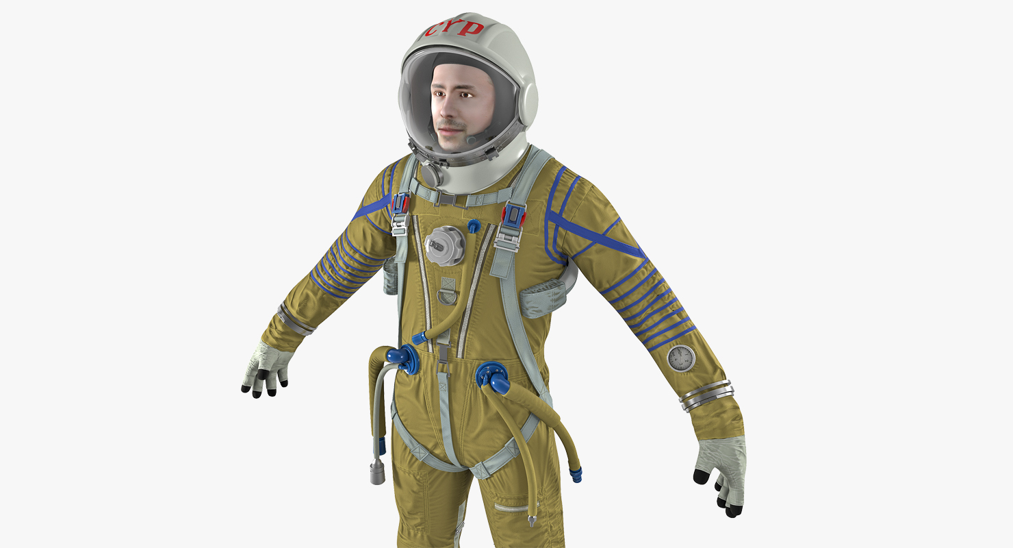 Astronaut Wearing Space Suit Strizh with SK 1 Helmet 3D