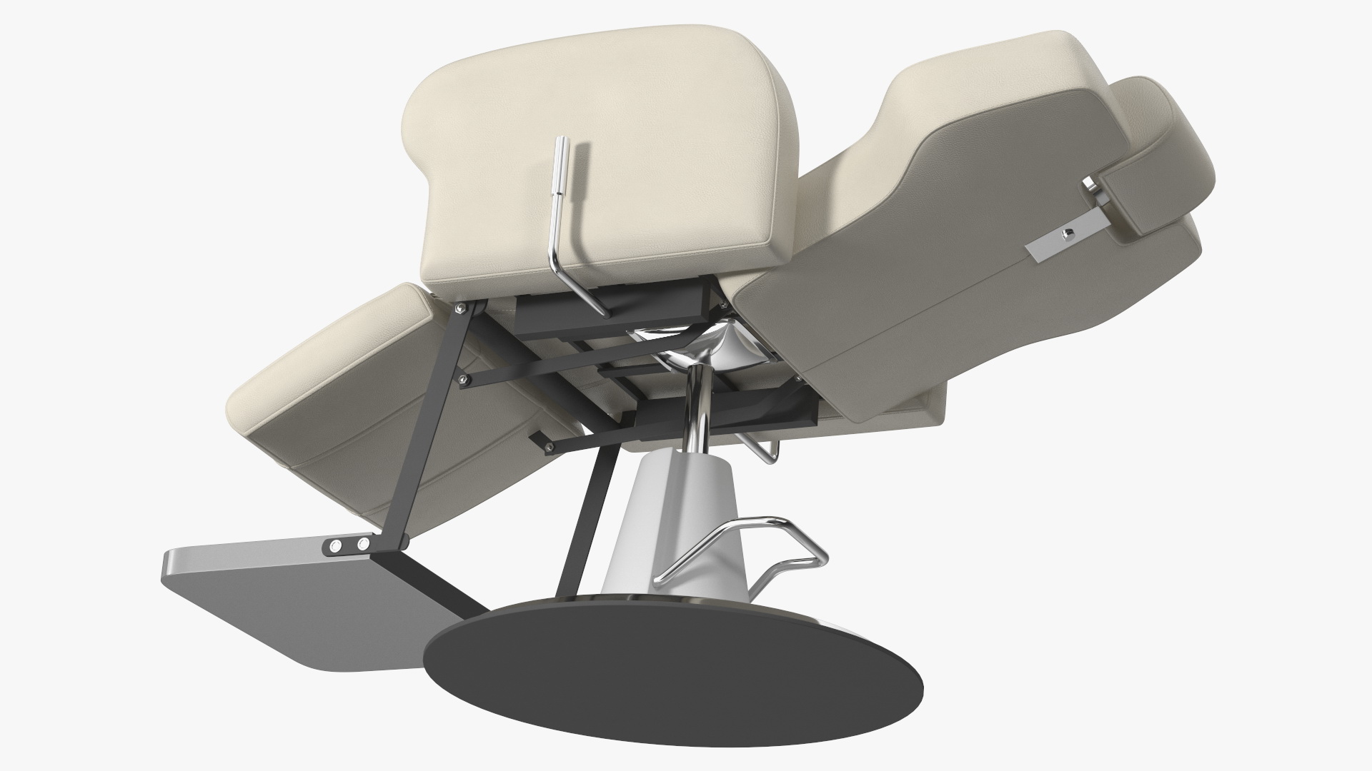 Barber Chair Reclining Unfolded White 3D