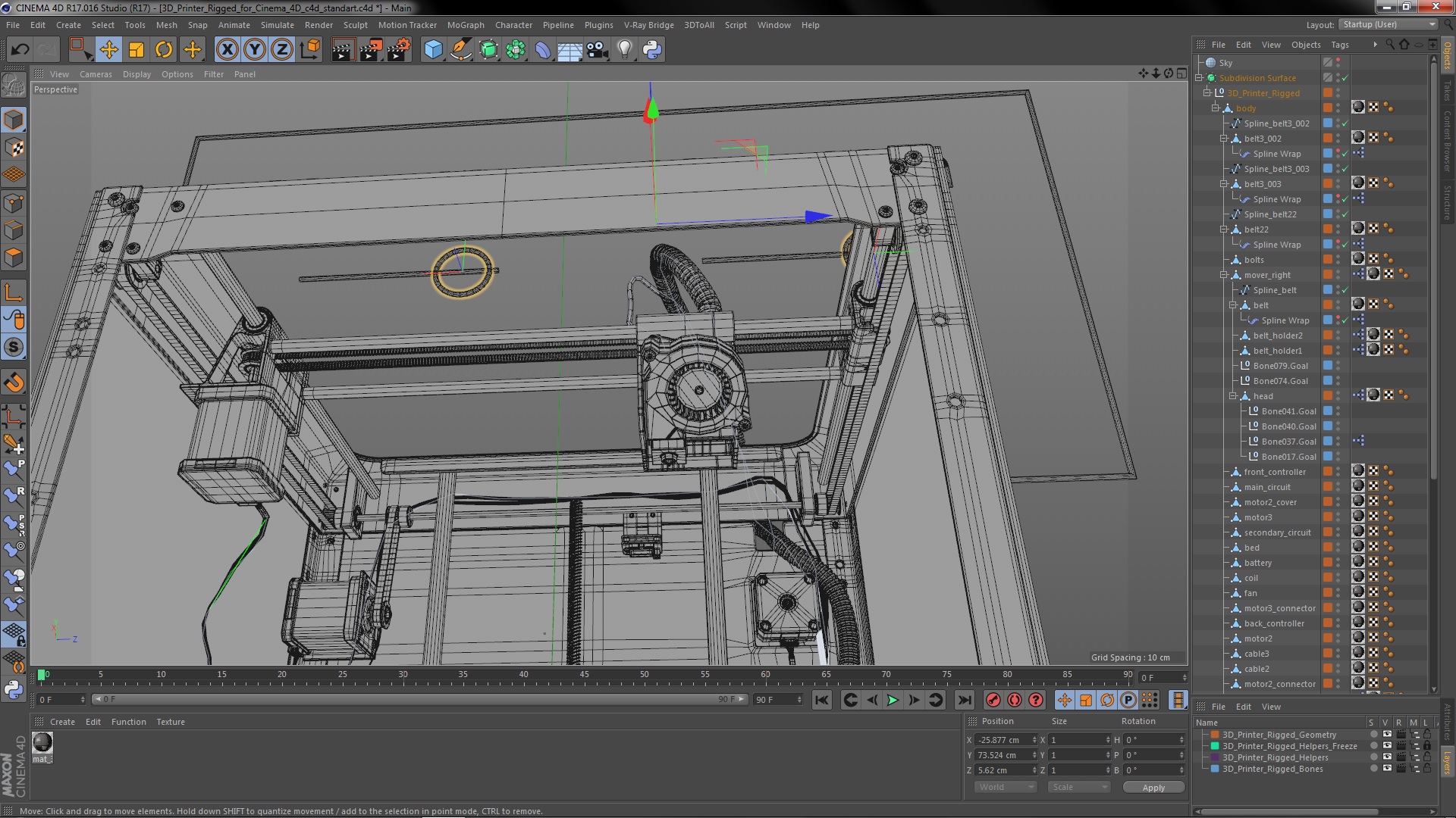 3D 3d Printer Rigged for Cinema 4D