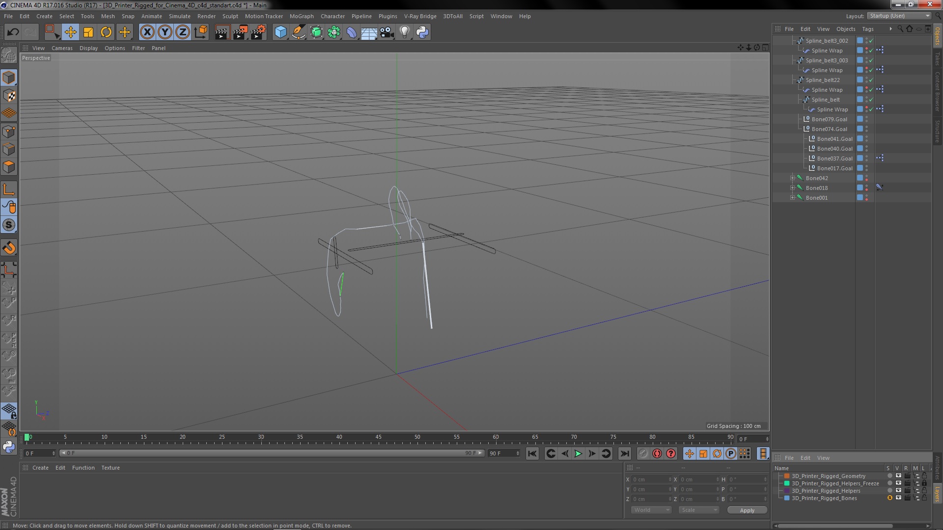 3D 3d Printer Rigged for Cinema 4D