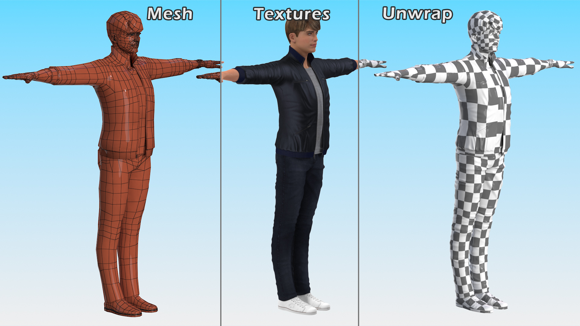 Teenage Boy Street Clothes Neutral Pose 3D model