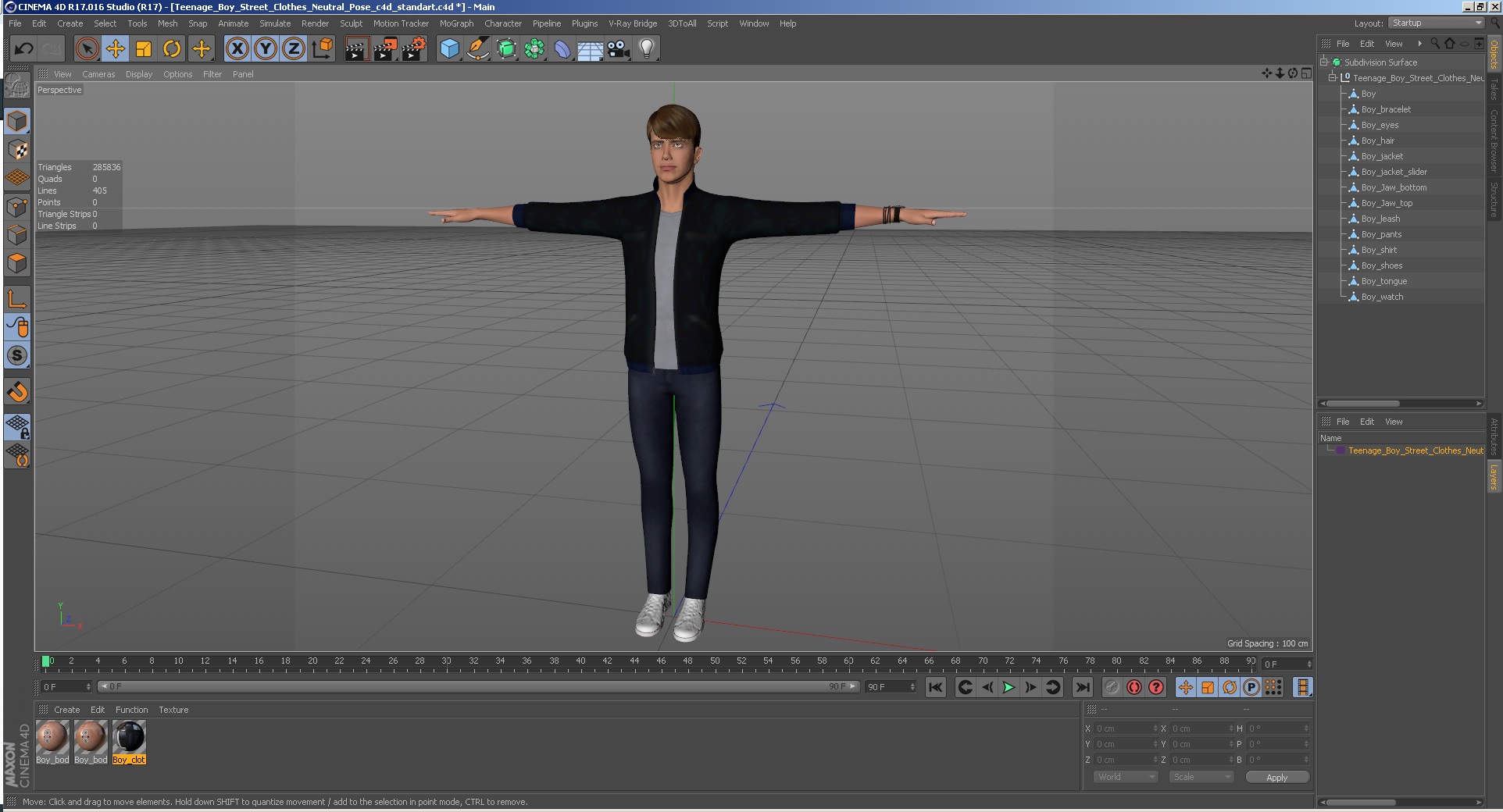 Teenage Boy Street Clothes Neutral Pose 3D model