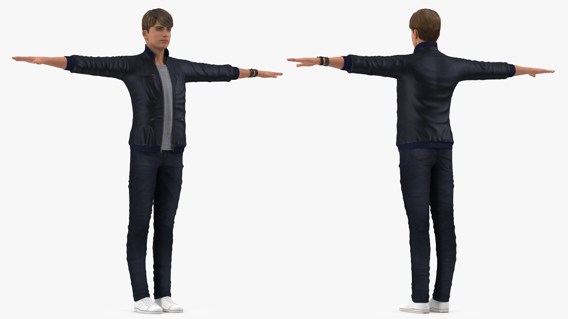 Teenage Boy Street Clothes Neutral Pose 3D model