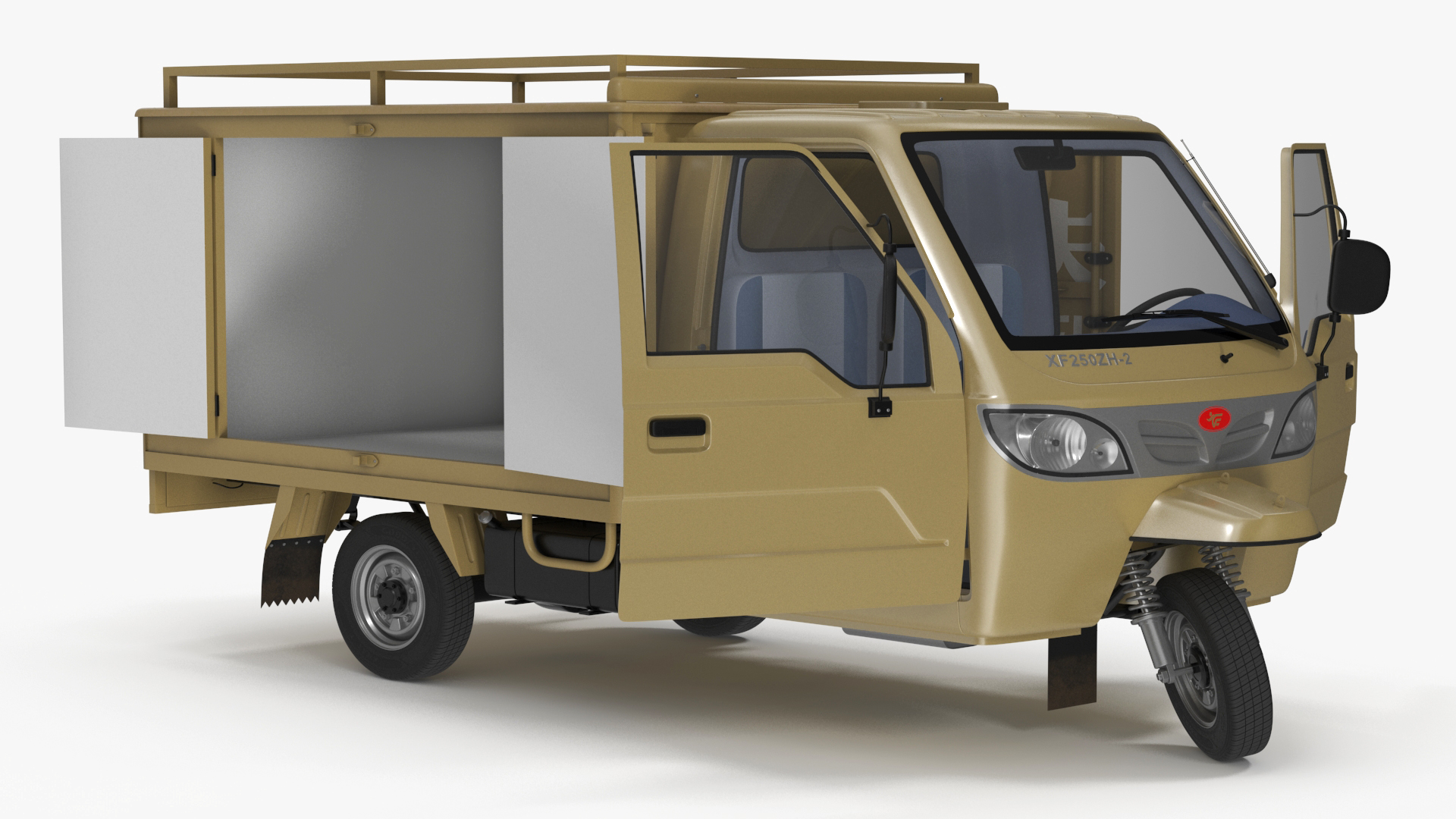 Delivery Trike with Close Body Beige Rigged for Maya 3D