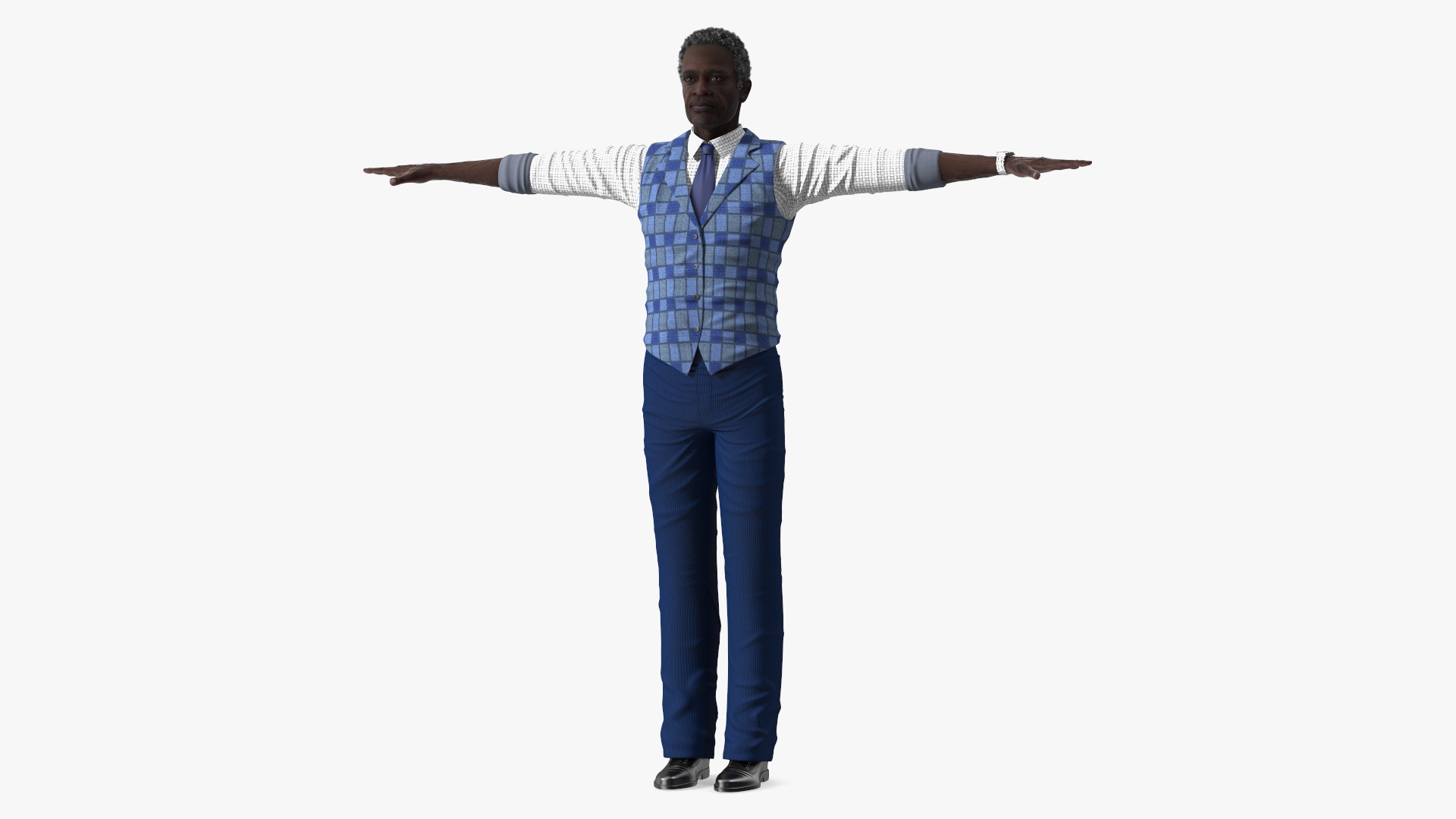 Black Elderly Man Everyday Style T-Pose 3D model