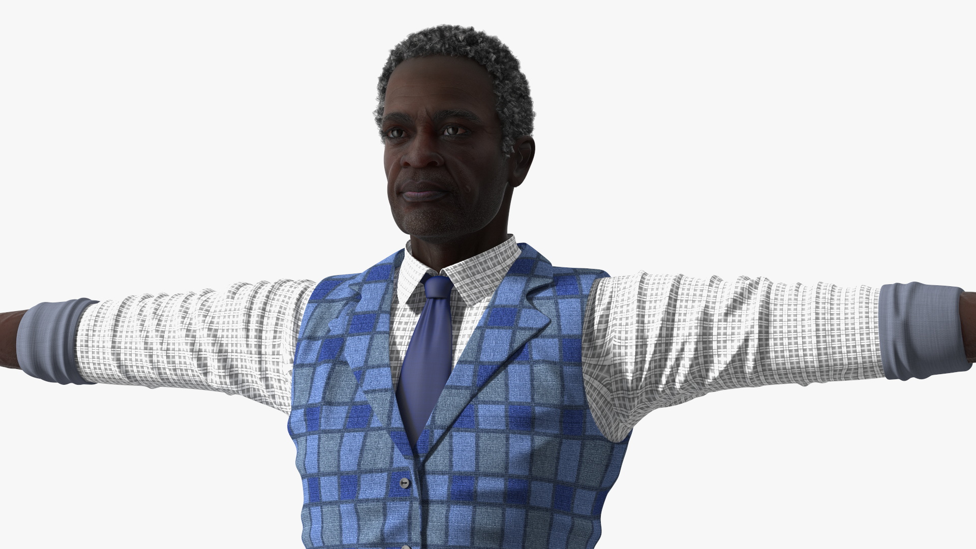 Black Elderly Man Everyday Style T-Pose 3D model