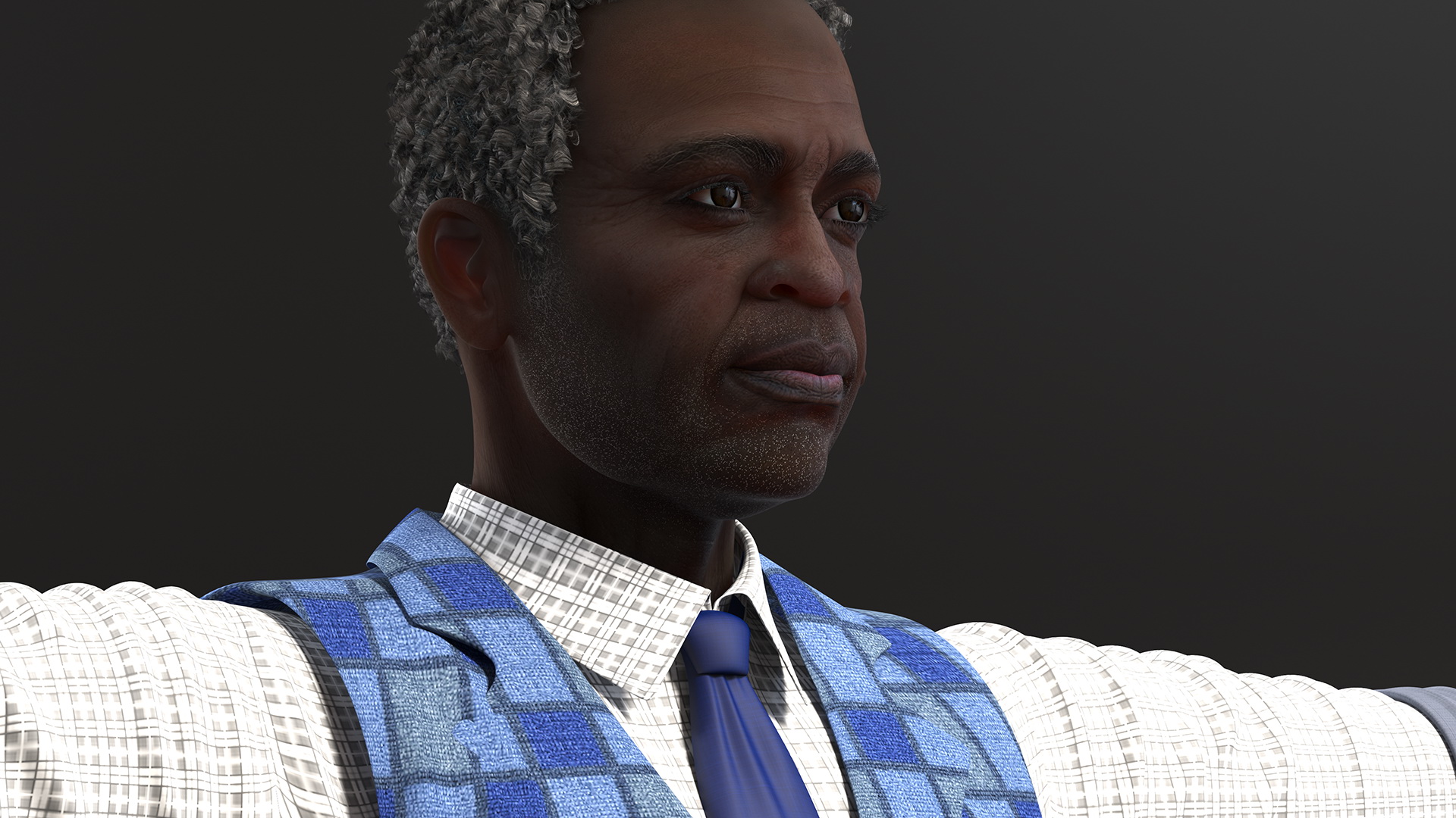 Black Elderly Man Everyday Style T-Pose 3D model